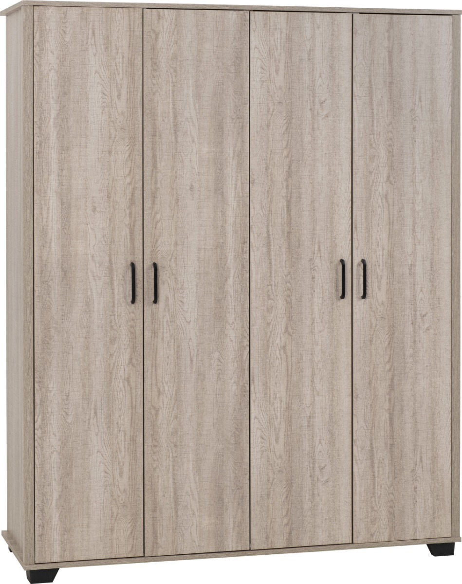OLDBURY 4 Door Wardrobe Light Oak - 153cm - Budget Deals
