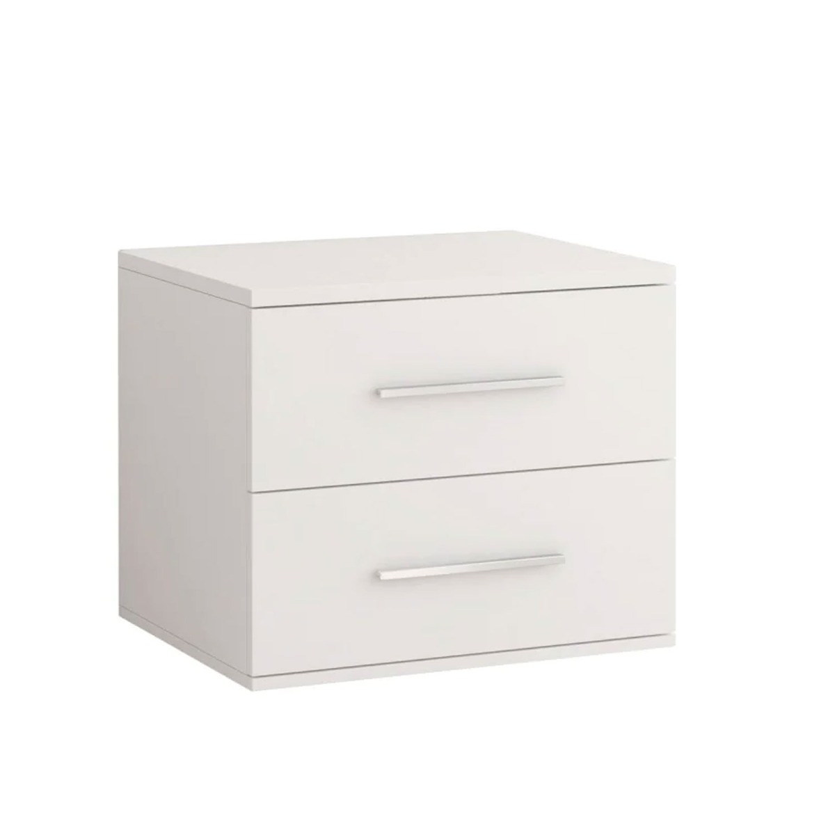 Bedside Table - NYXARIA 2 Drawer Nightstand White Matt 55cm - Art Nest