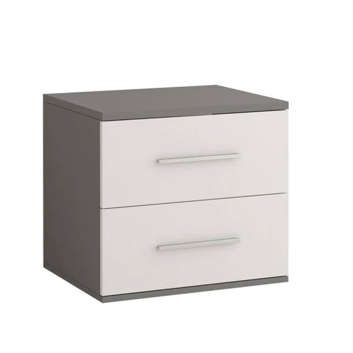 Bedside Table - NYXARIA 2 Drawer Nightstand Grey 55cm - Art Nest