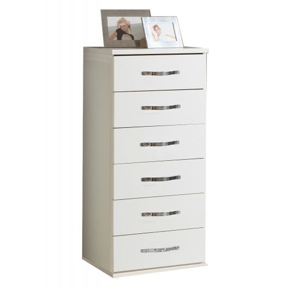 BUCKINGHAM White Chest of Drawers - Tallboy, Medium-sized, 6 Drawers - Wimex Distribution