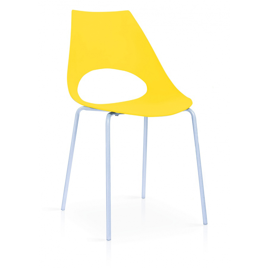 Contemporary Seating Littleton Range Plastic Chairs with Chrome Legs - Packed in 6s for Versatile Arrangements - Yellow - Sigrid Mills