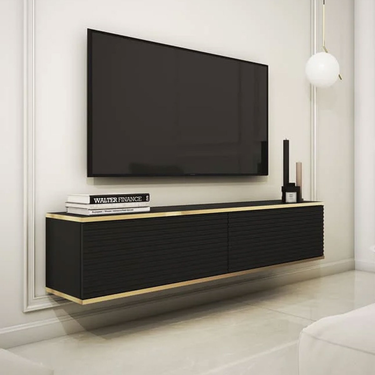 Obsidian Zenyx Floating TV Cabinet - Black - Art Nest