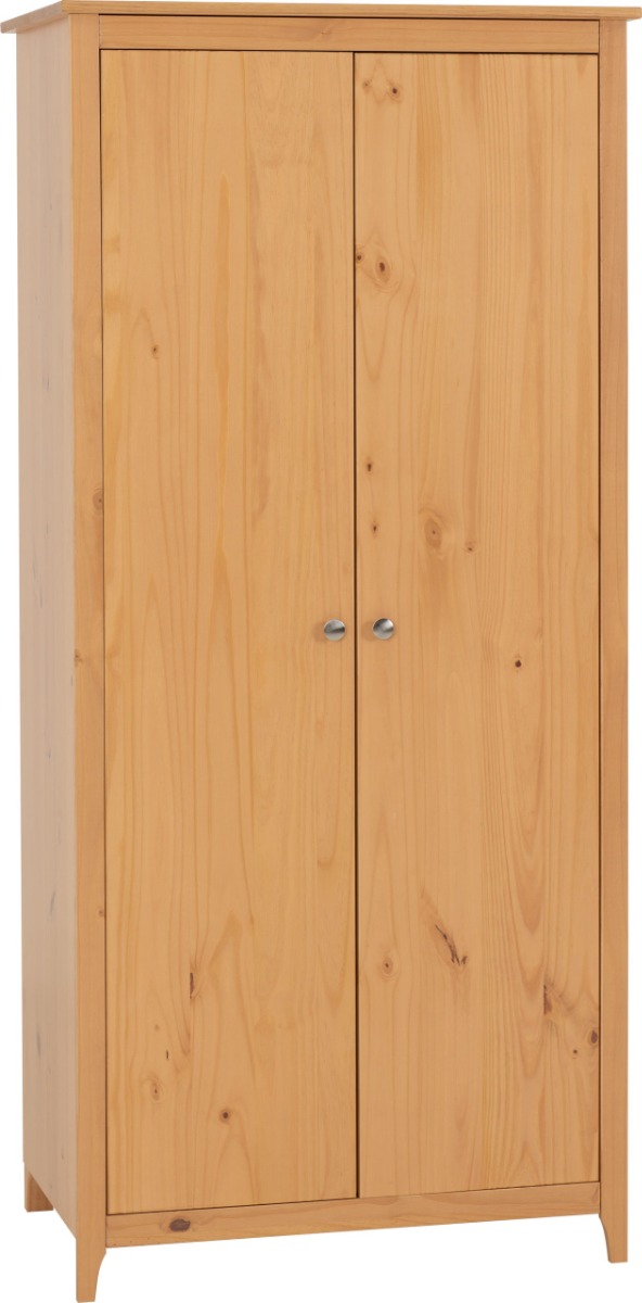 Wardrobe - ONTARIO 2 Door Wardrobe Antique Pine 82cm - Budget Deals