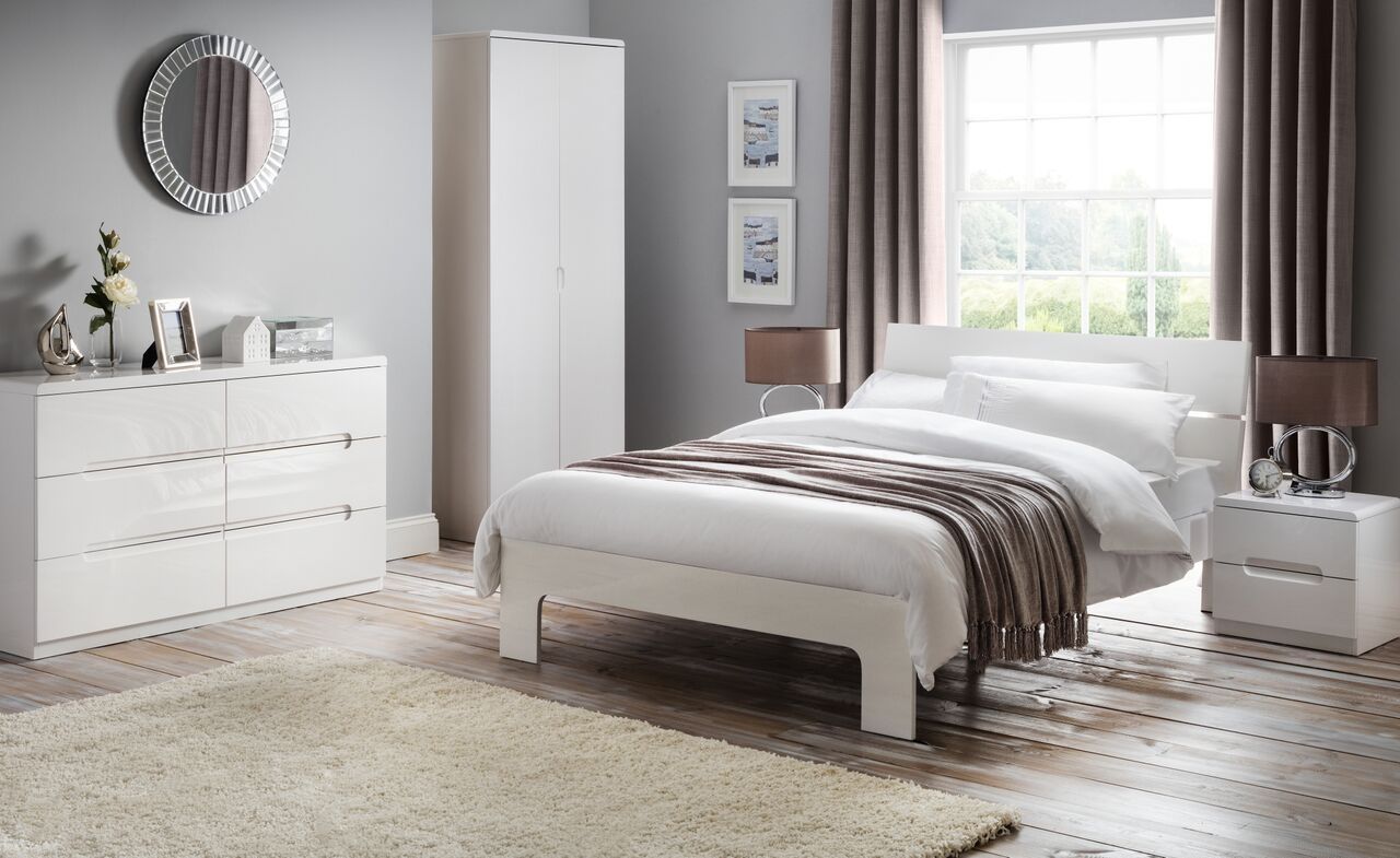 Manhattan White Gloss Bed - Double 4ft6 - JB Collections