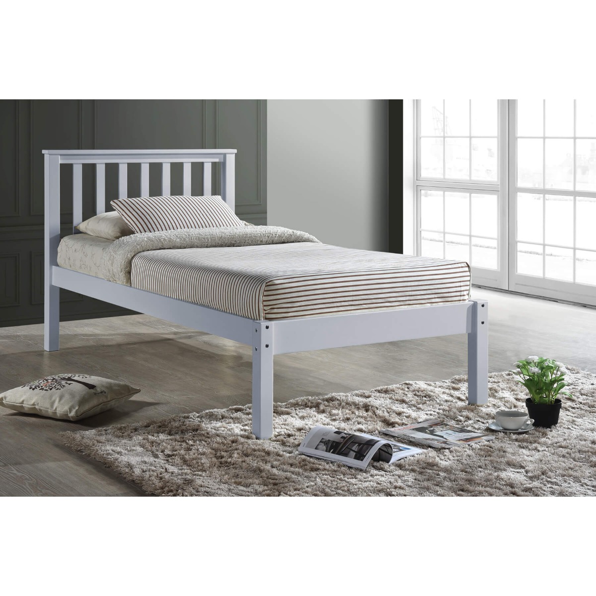 Vintage Charm Rutland Classic Solid Wooden Single Bed in White Finish - Sigrid Mills