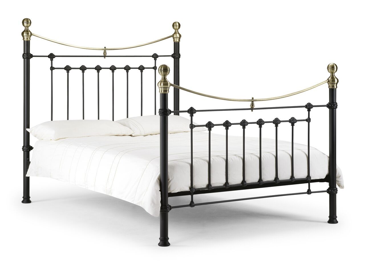 Victoria Stone White or Satin Black Brass Bed Frame-Double 4ft6 - Satin Black - JB Collections