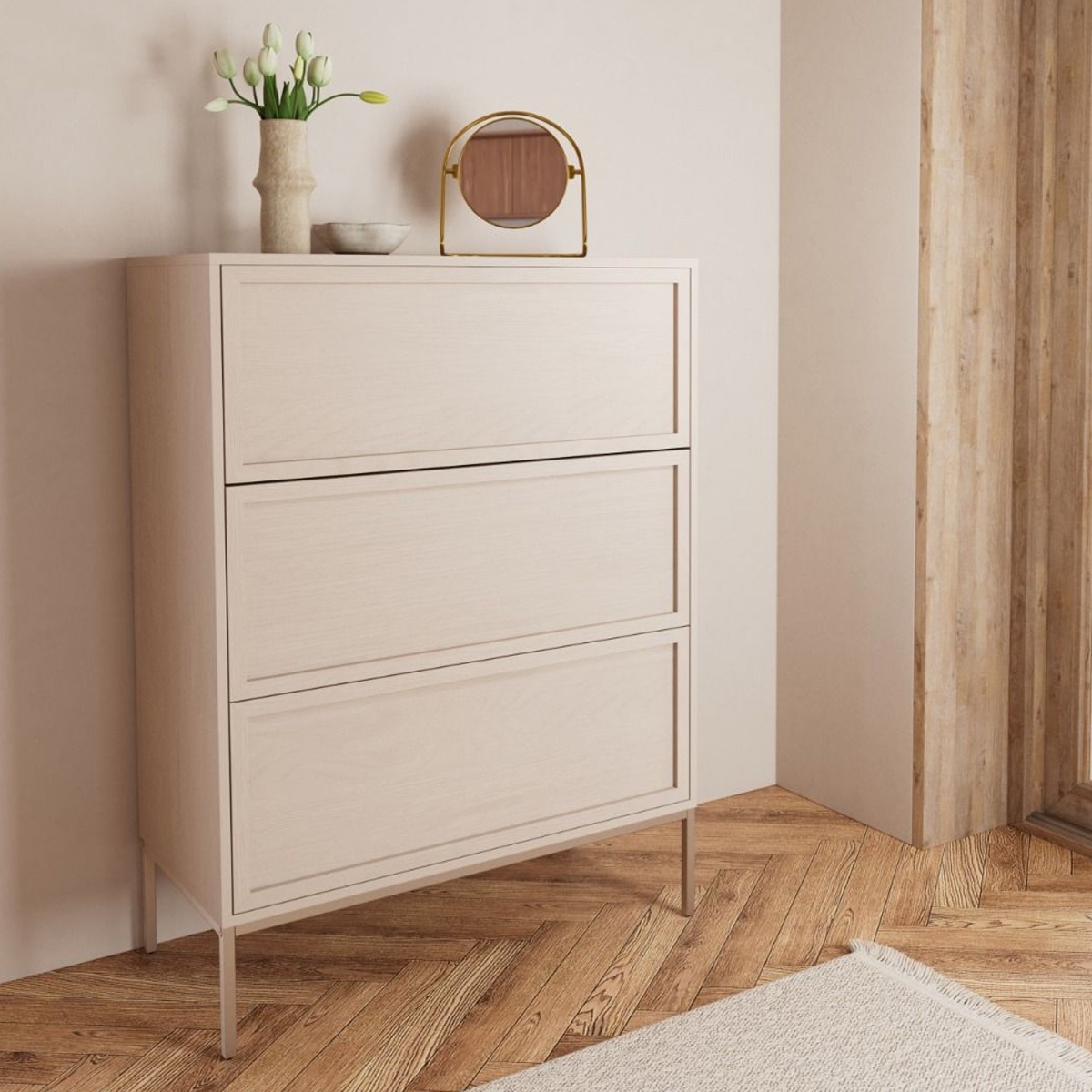 PALATIO Grey Chest of Drawer - Medium-sized, 3 Drawers