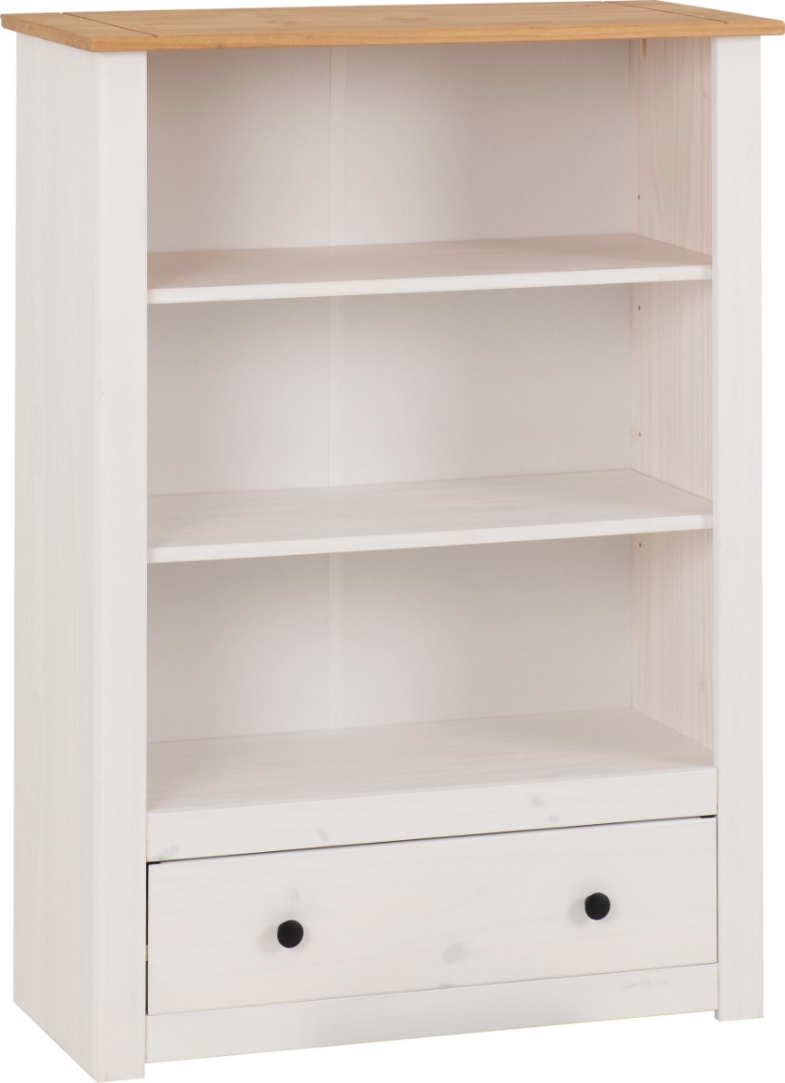 Panama 1 Drawer Bookcase - White Natural Wax - Budget Deals
