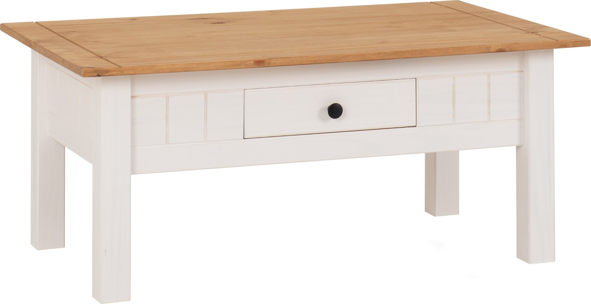 Panama 1 Drawer Coffee Table - White Natural Wax - Budget Deals