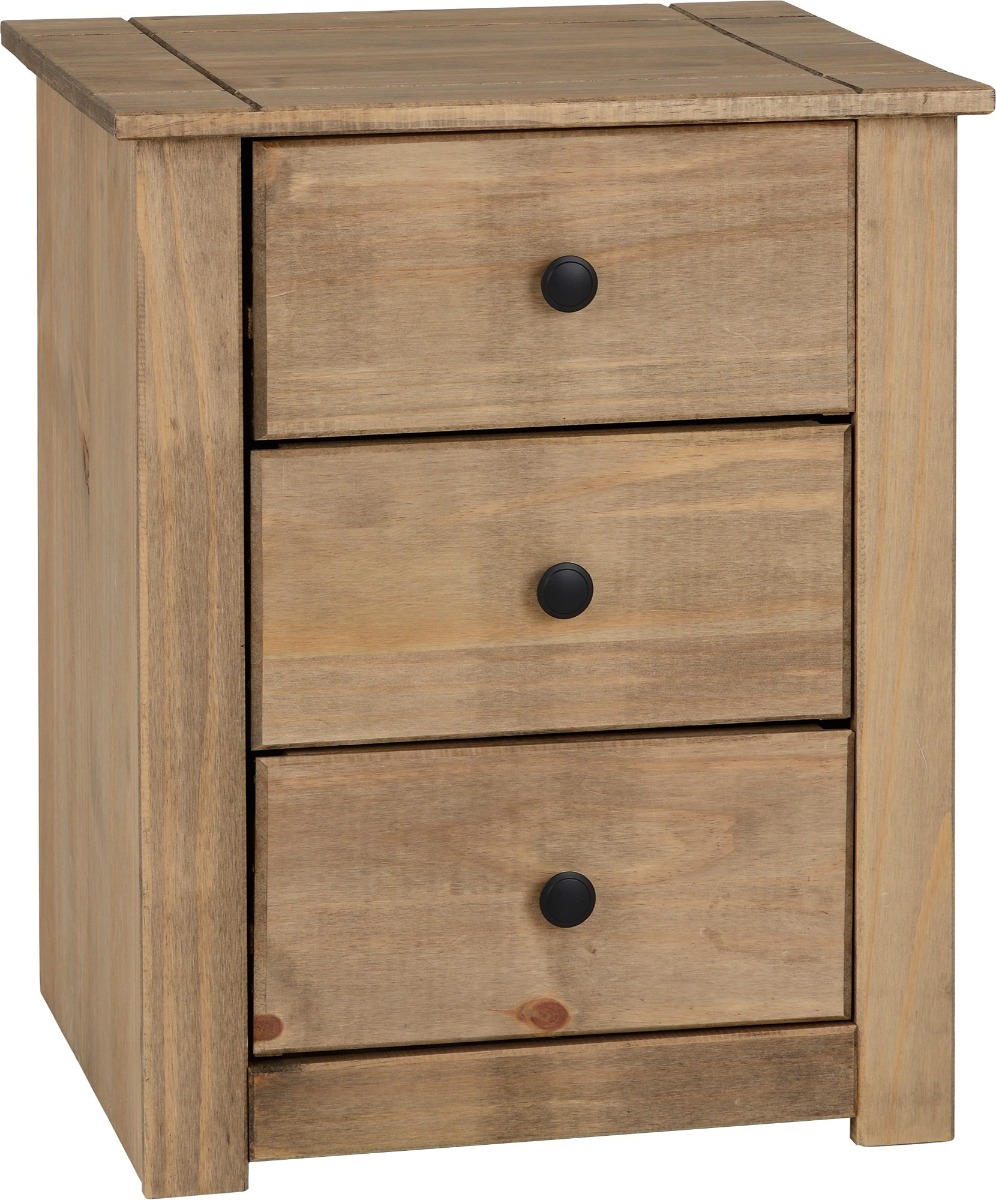 Panama 3 Drawer Bedside - Natural Wax - Budget Deals