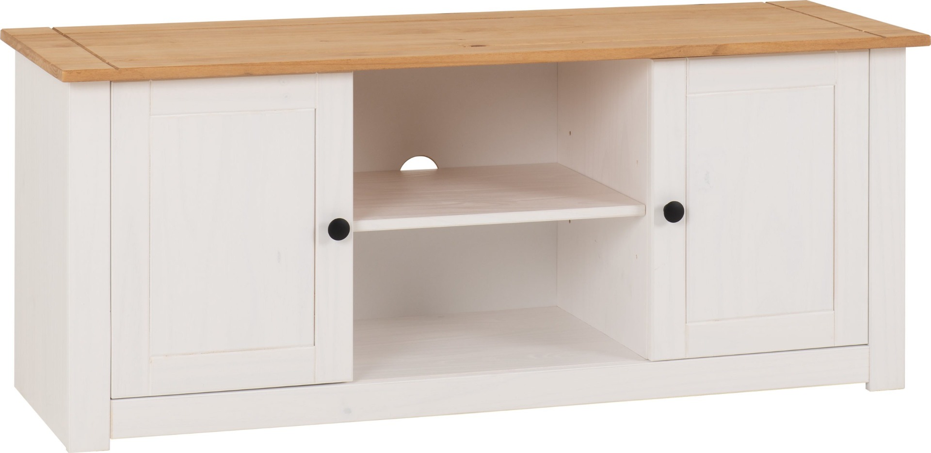 Panama 2 Door 1 Shelf Flat Screen TV Unit - White Natural Wax - Budget Deals