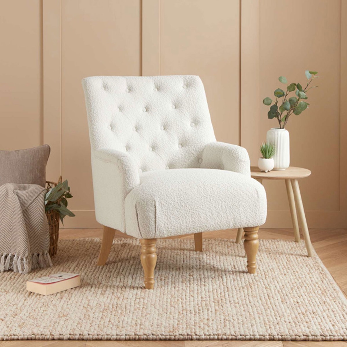 Daxton Arm Chair - White - Birlea Essentials