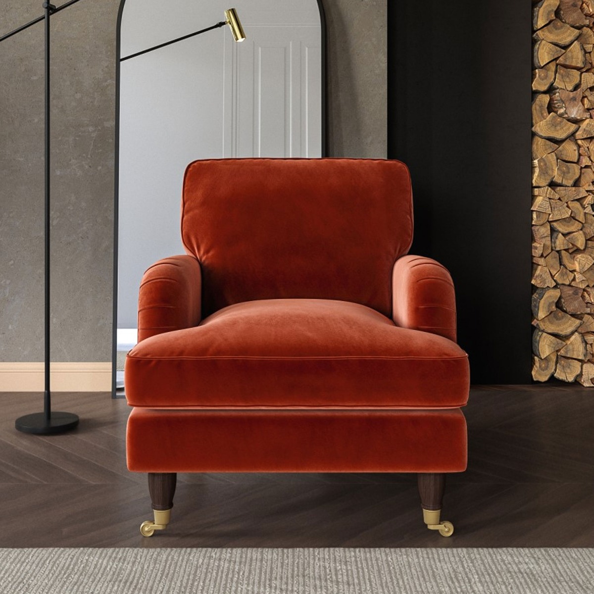 PAYTON Velvet Armchair - Burnt Orange - Home Done