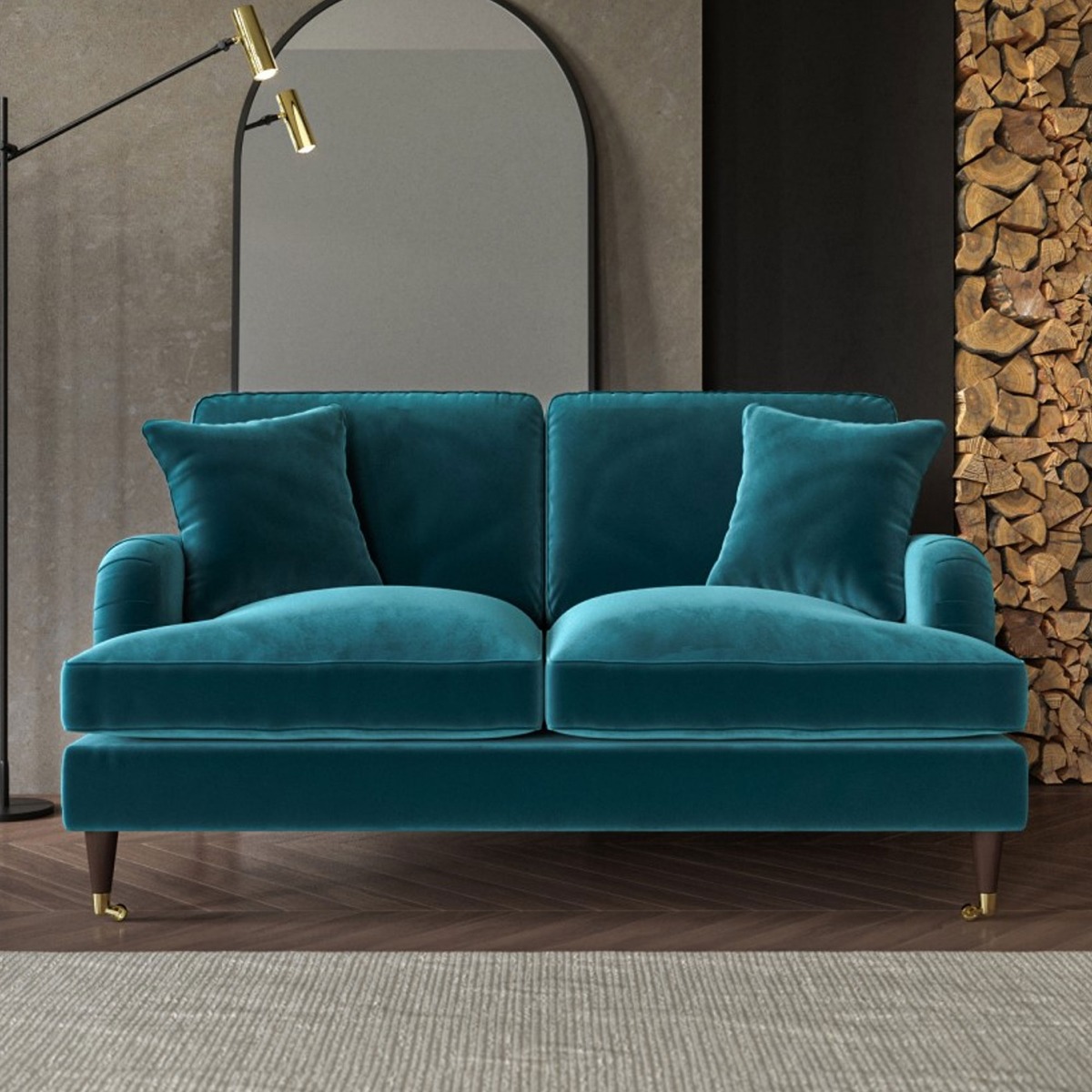 PAYTON Velvet 2 Seater Sofa - Teal - Home Done