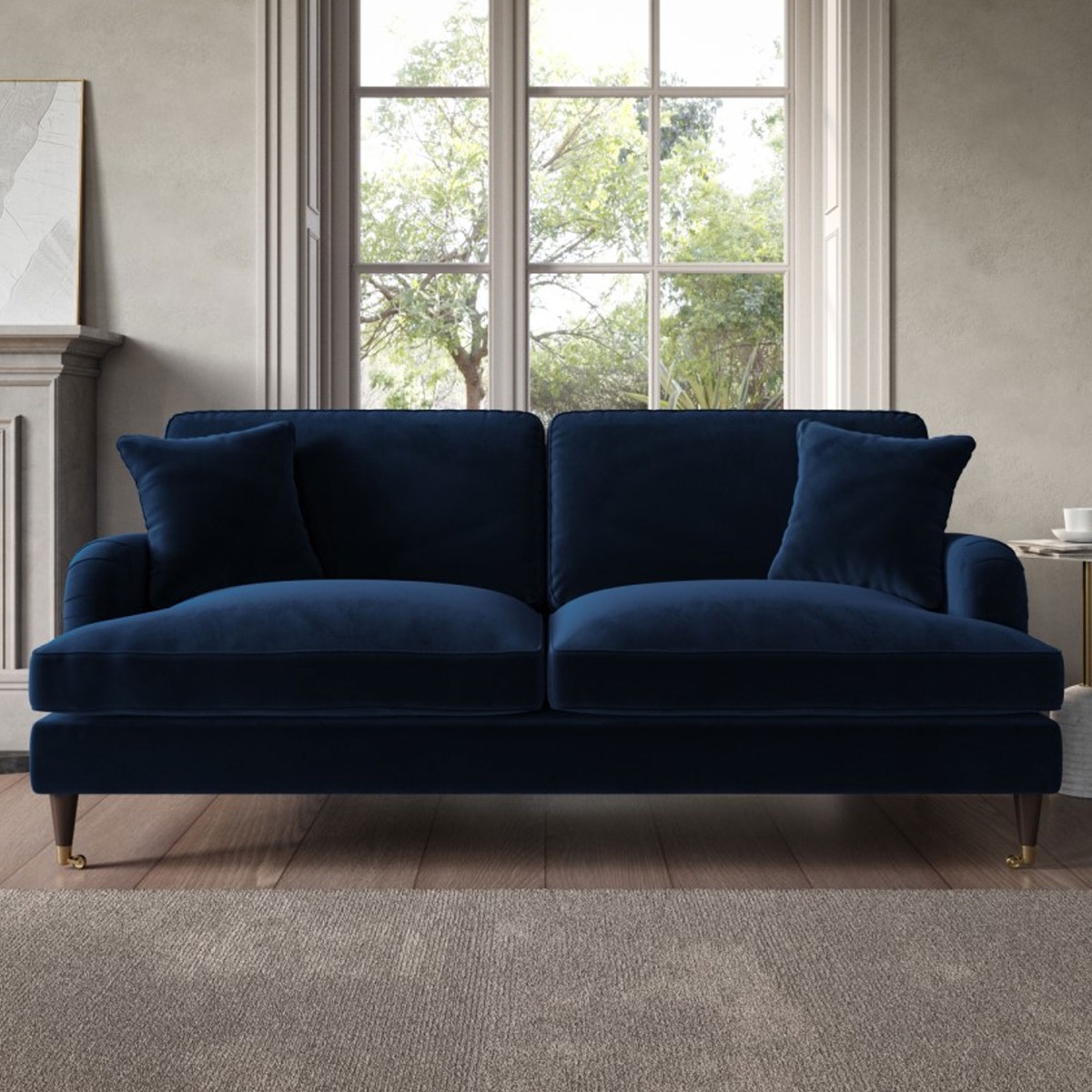 PAYTON Velvet 3 Seater Sofa - Navy Blue - Home Done