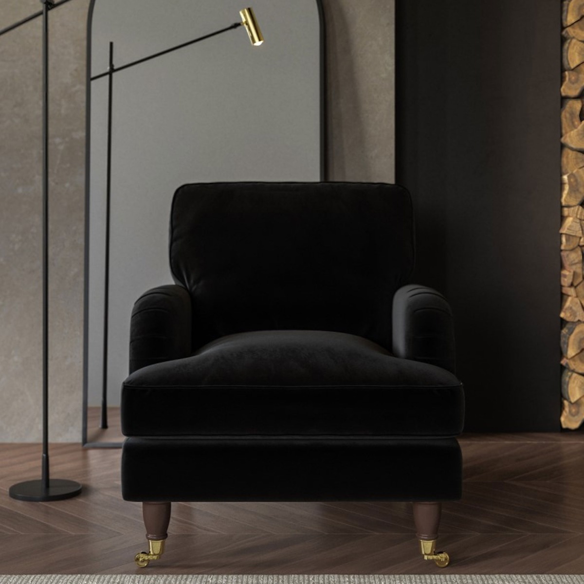 PAYTON Velvet Armchair - Black - Home Done