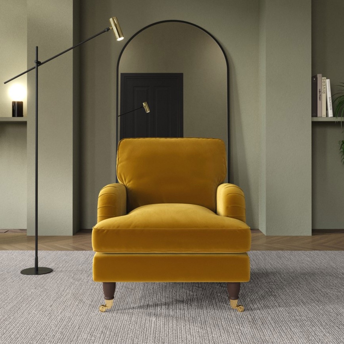 PAYTON Velvet Armchair - Mustard - Home Done