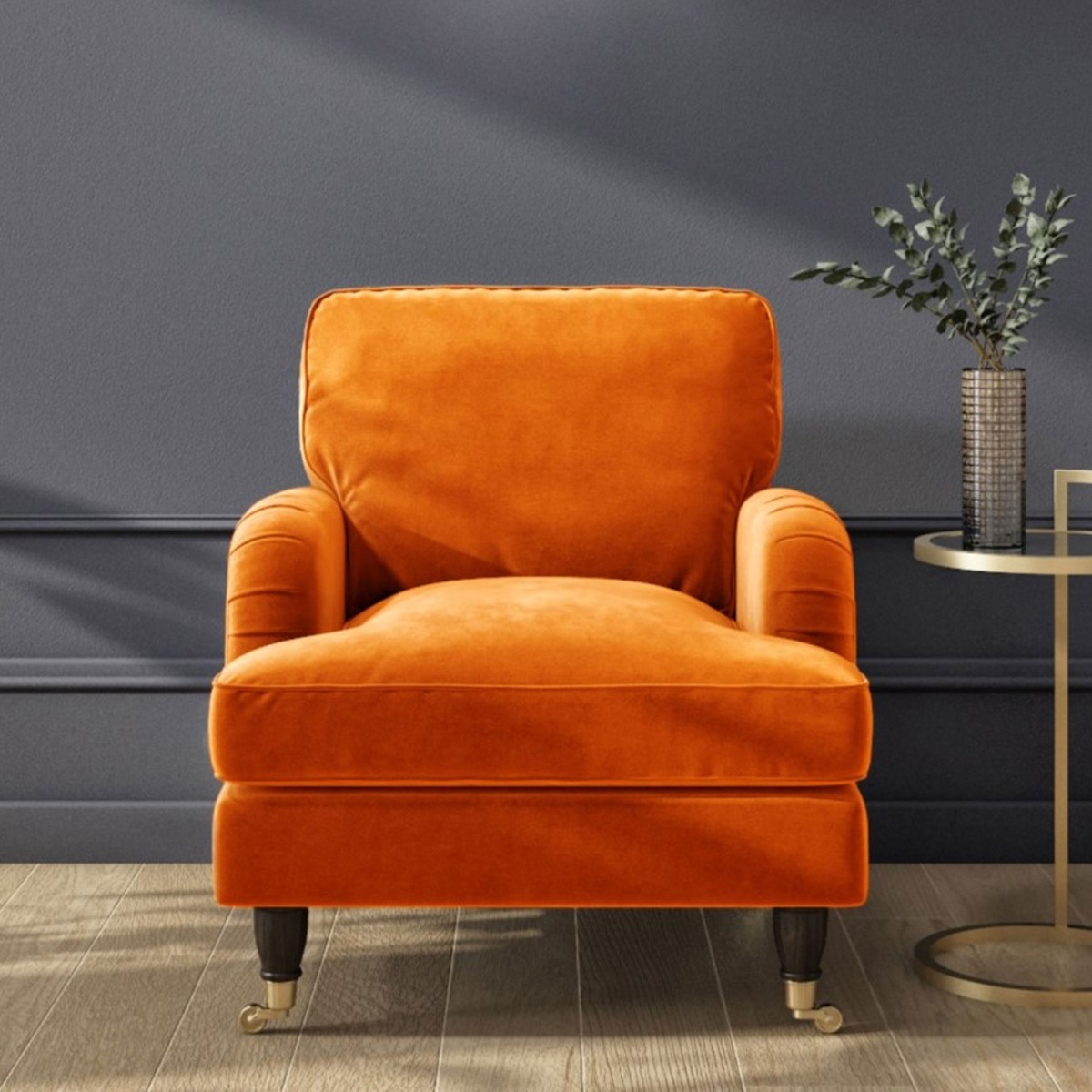 PAYTON Velvet Armchair - Orange - Home Done