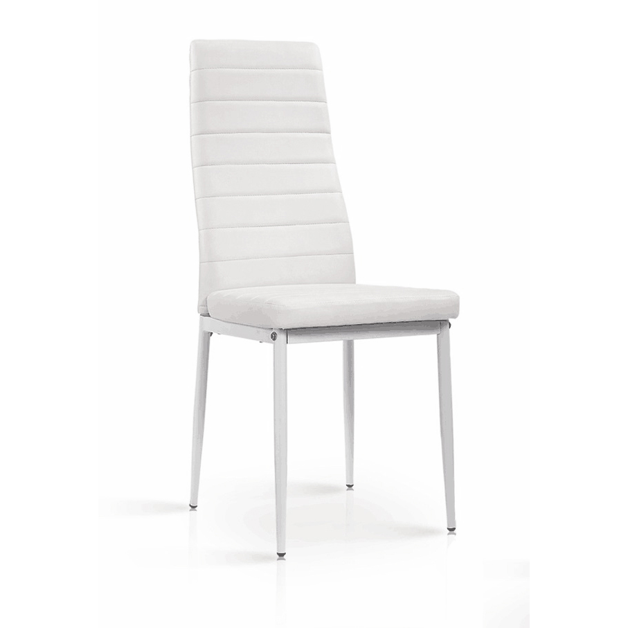 Telluride Elegance Collection Set of 6 Leather Effect Dining Chairs in White PU with White Legs - Sigrid Mills