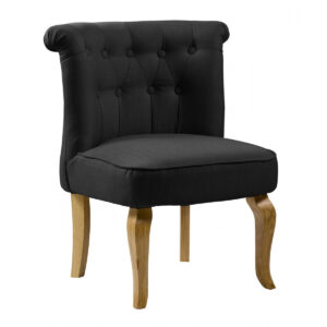 Eureka Essentials Set of 2 Stylish Armless Fabric Chairs with Natural Wooden Legs - Black - Sigrid Mills