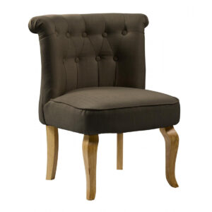 Eureka Essentials Set of 2 Stylish Armless Fabric Chairs with Natural Wooden Legs - Brown - Sigrid Mills
