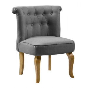 Eureka Essentials Set of 2 Stylish Armless Fabric Chairs with Natural Wooden Legs - Grey - Sigrid Mills