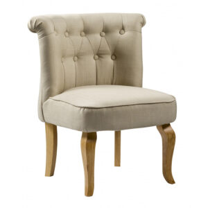 Eureka Essentials Set of 2 Stylish Armless Fabric Chairs with Natural Wooden Legs - Beige - Sigrid Mills