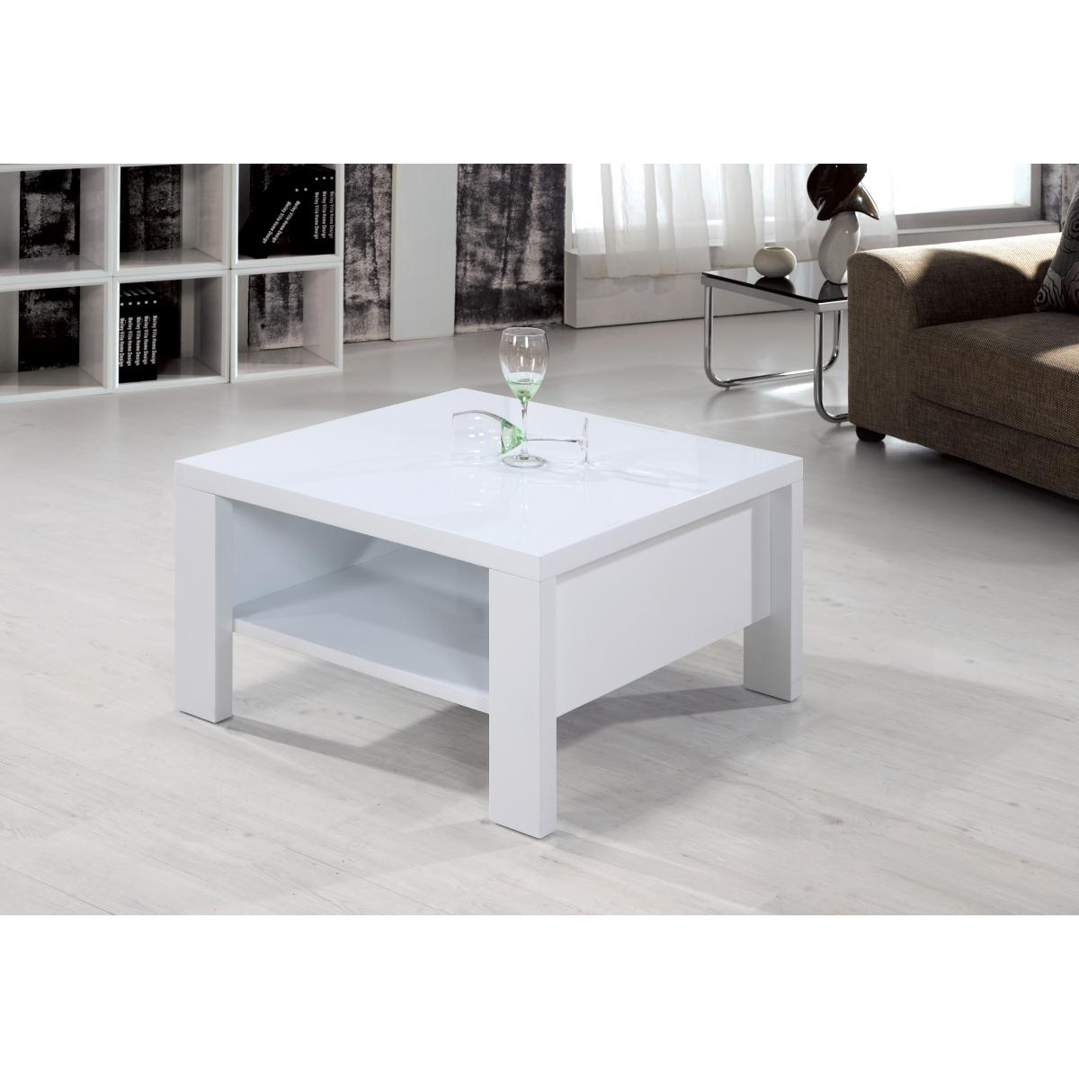 Sleek Dining Fairfield High Gloss White Coffee Table - Square Delight - Sigrid Mills
