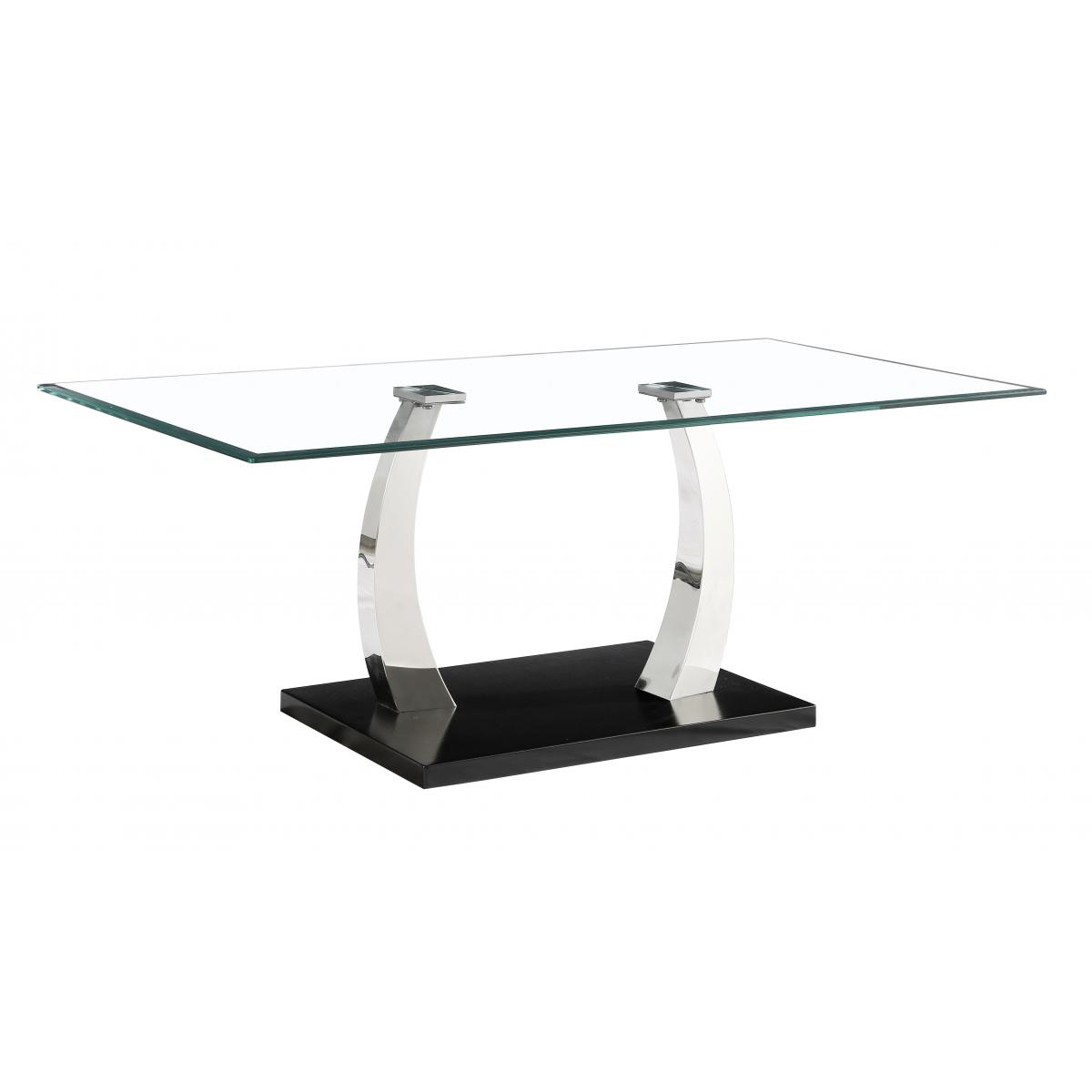 Sleek Design Fullerton Glass Top Coffee Table with Stainless Steel Base - Black - Sigrid Mills