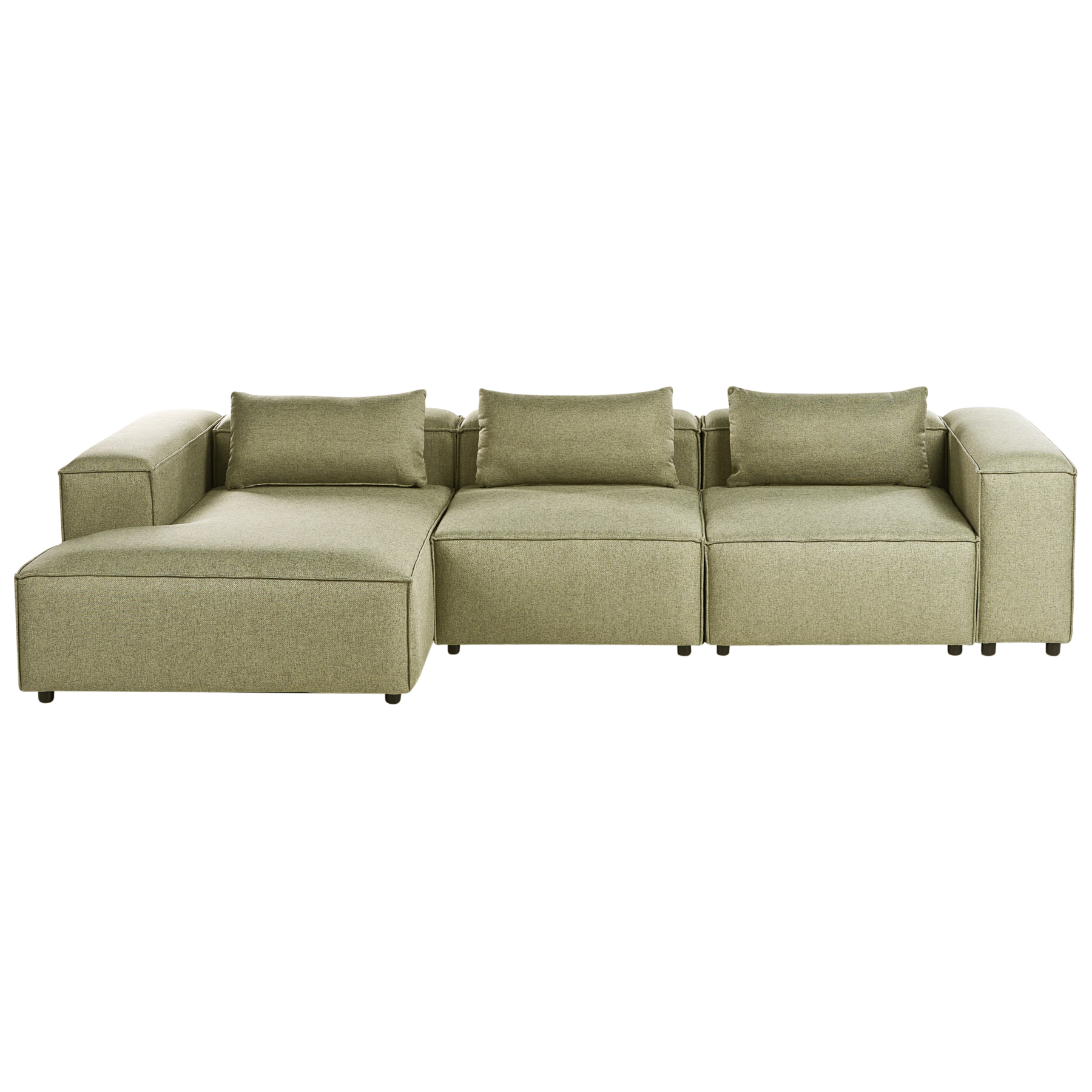 COMLEIGH Fabric 4 Seater L Shaped Corner Sofa - Light Green, Right Hand Facing - Gemini Interiors
