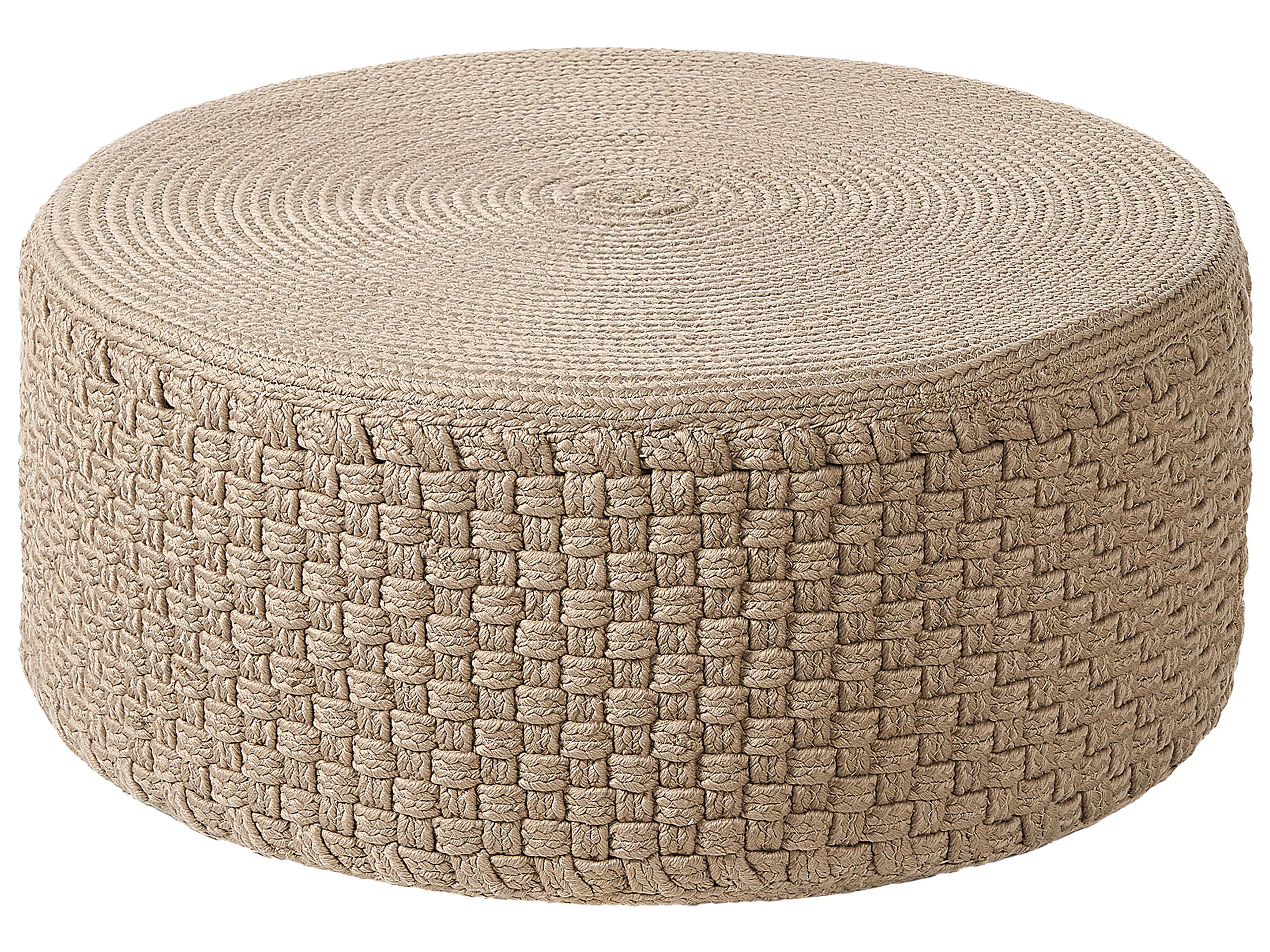 Outdoor Woven Pouffe Beige MITHI - Gemini Interiors