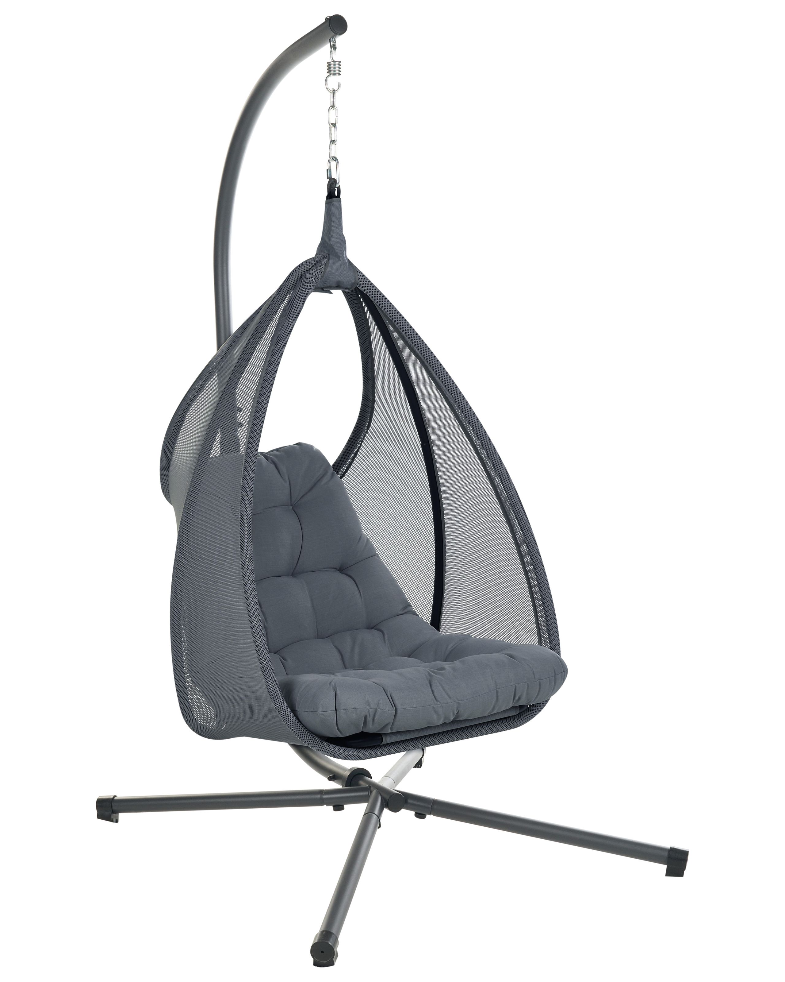 Hanging Chair with Stand AVEGNO Fabric Dark Grey - Gemini Interiors