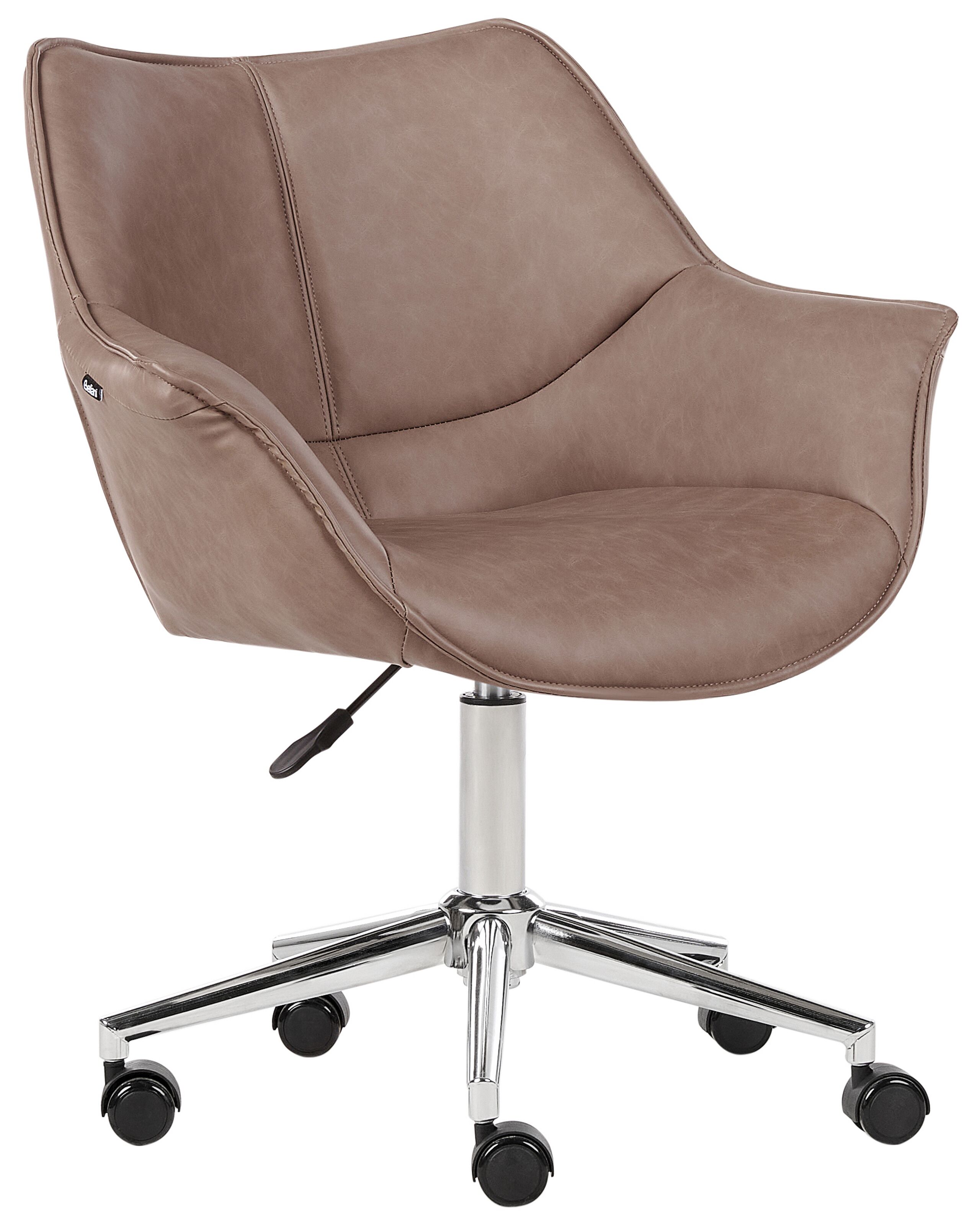 Faux Leather Desk Chair Light Brown NEWDALE - Gemini Interiors