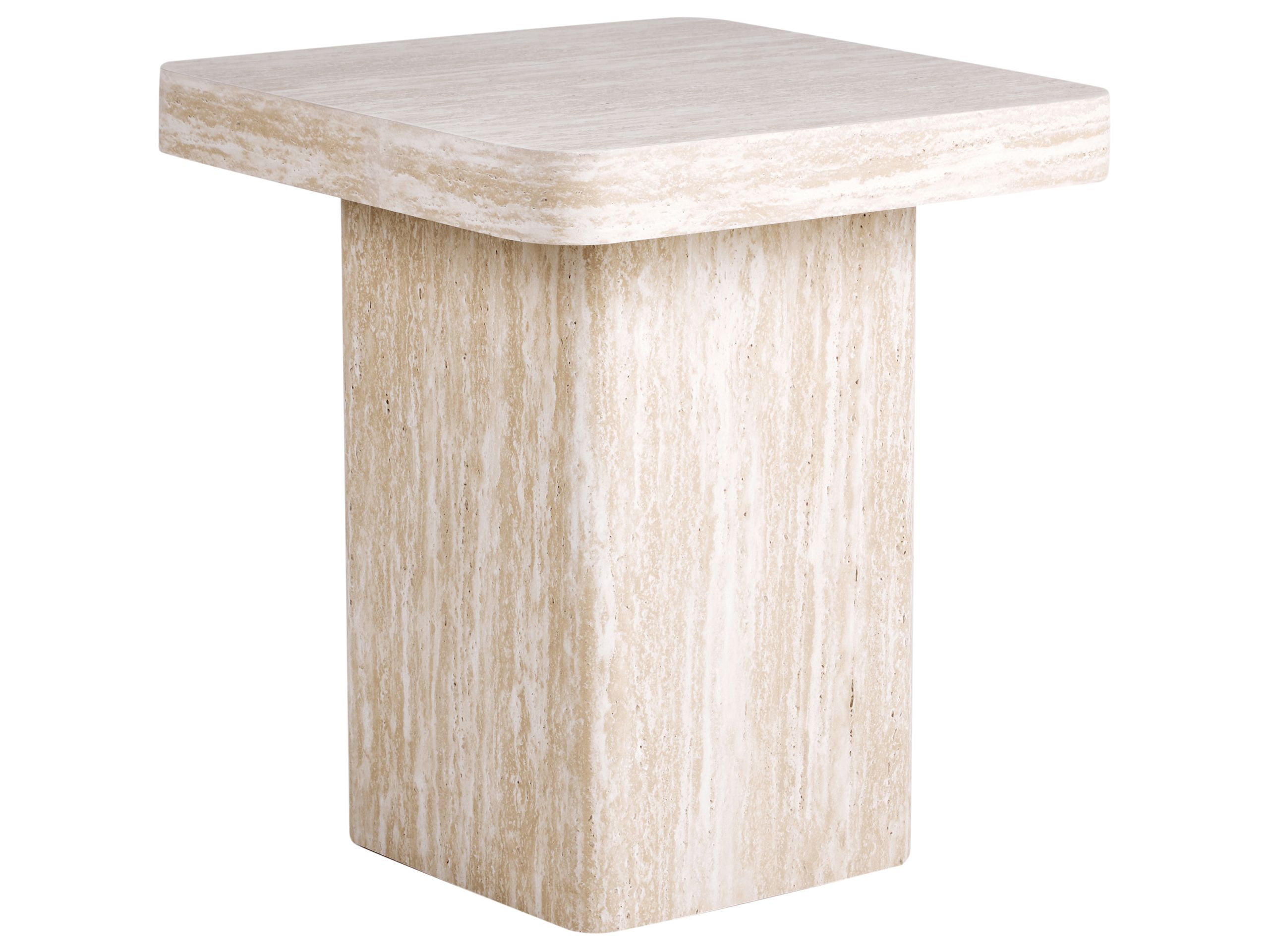 CROFTONMERE Side Table Travertine Effect - Beige - Gemini Interiors