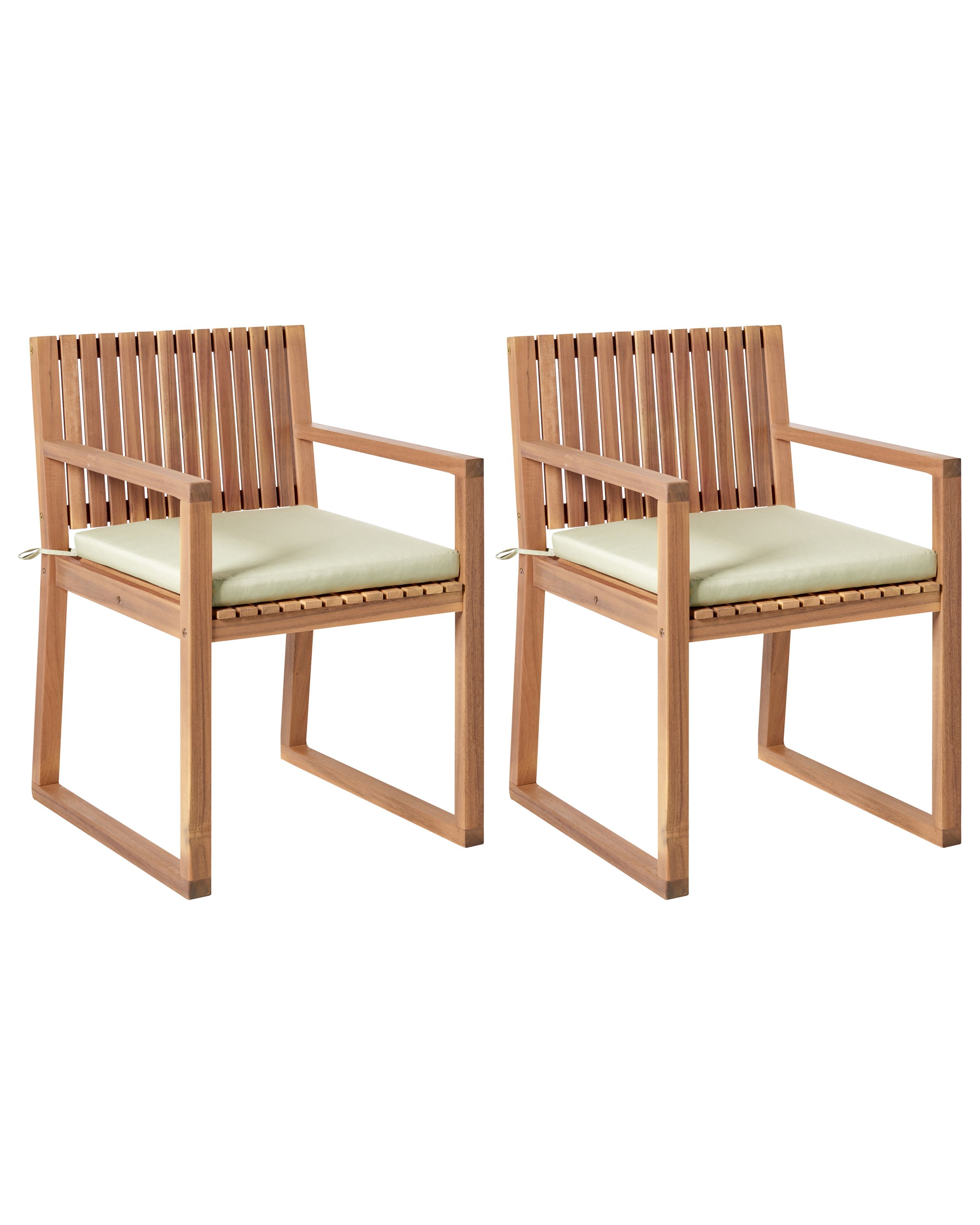 ARBOR Set of 2 Garden Chairs with Cushions - Light Green - Gemini Interiors