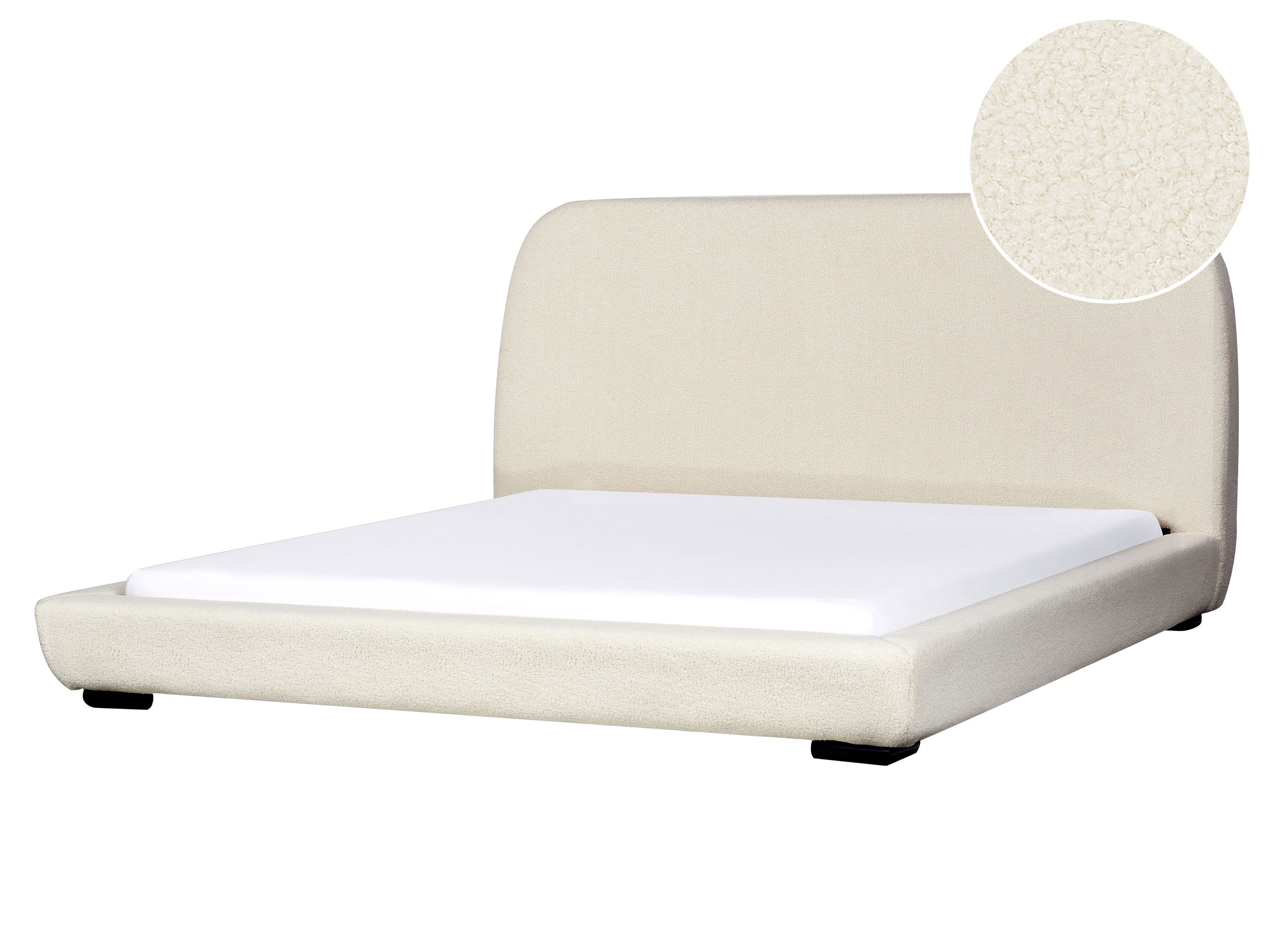 ROSSEL Bedframe Boucle 180 x 200cm EU Super Kingsize Bed Cream - Gemini Interiors