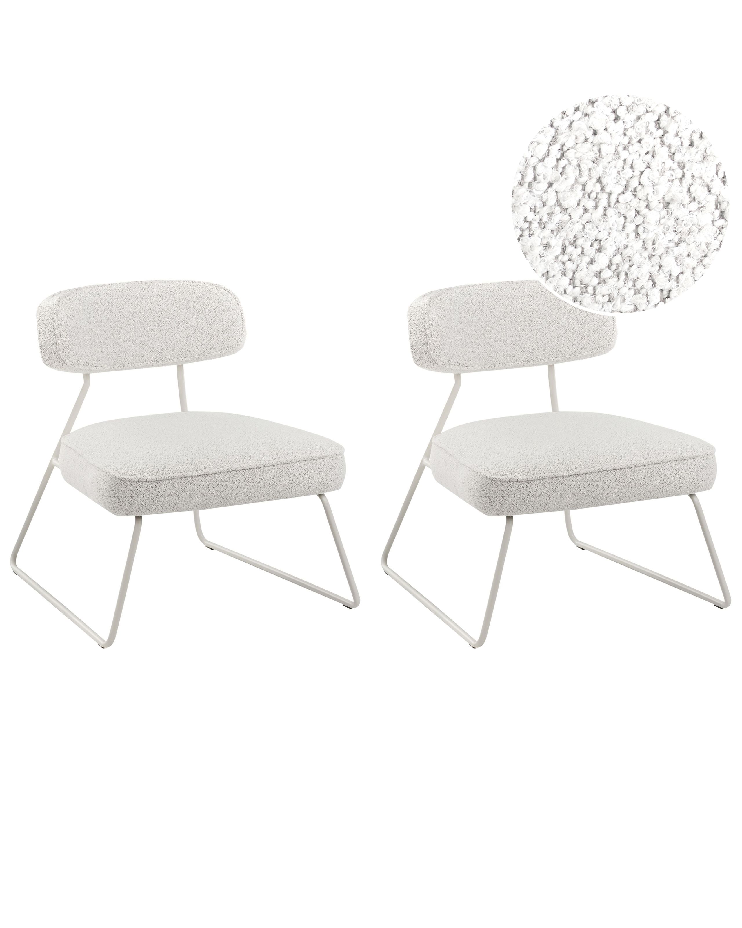 GOLDTHORPE Fabric Armchairs Set of 2 - Off White - Gemini Interiors