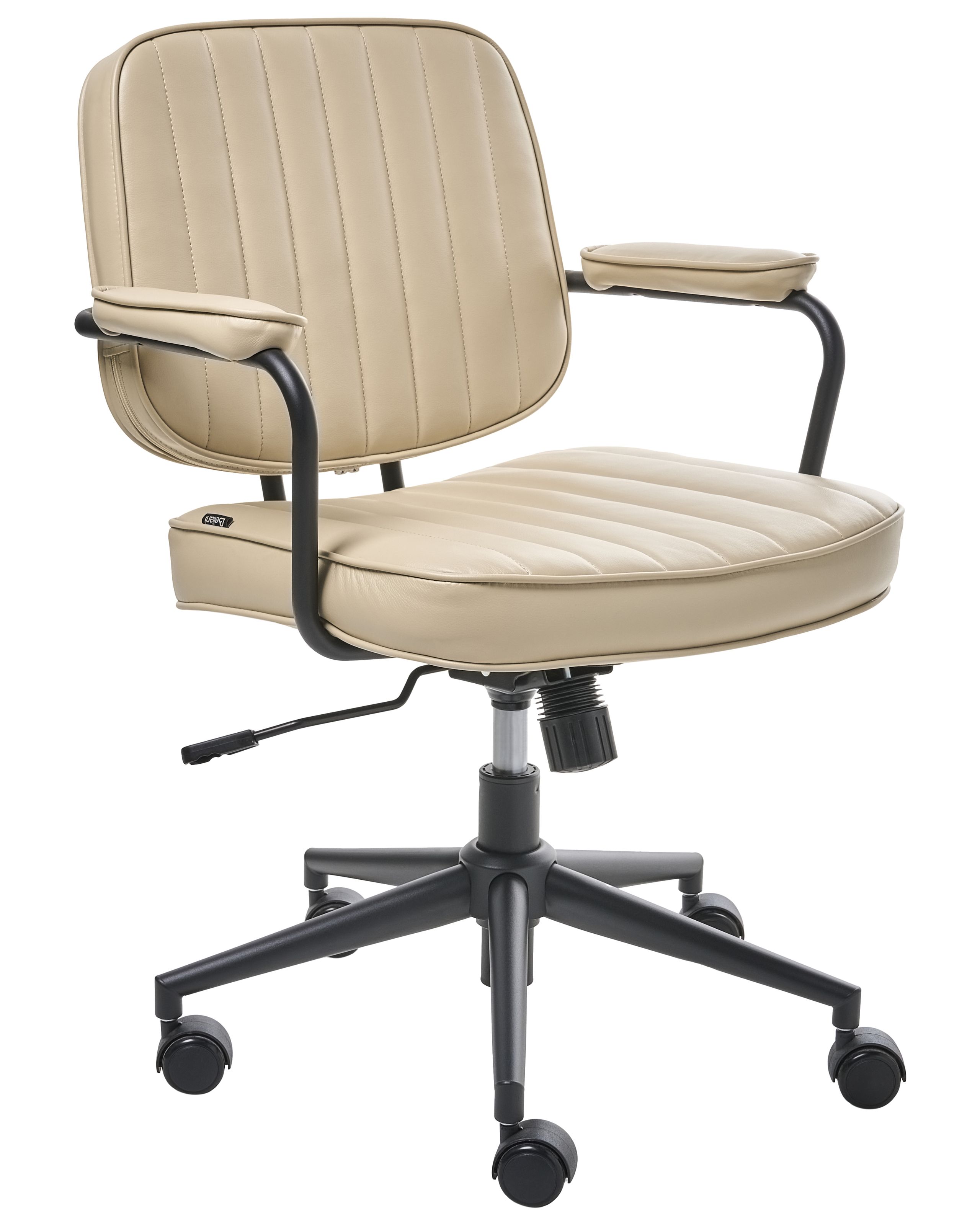 LAMBERLEIGH Faux Leather Office Desk Chair - Beige - Gemini Interiors