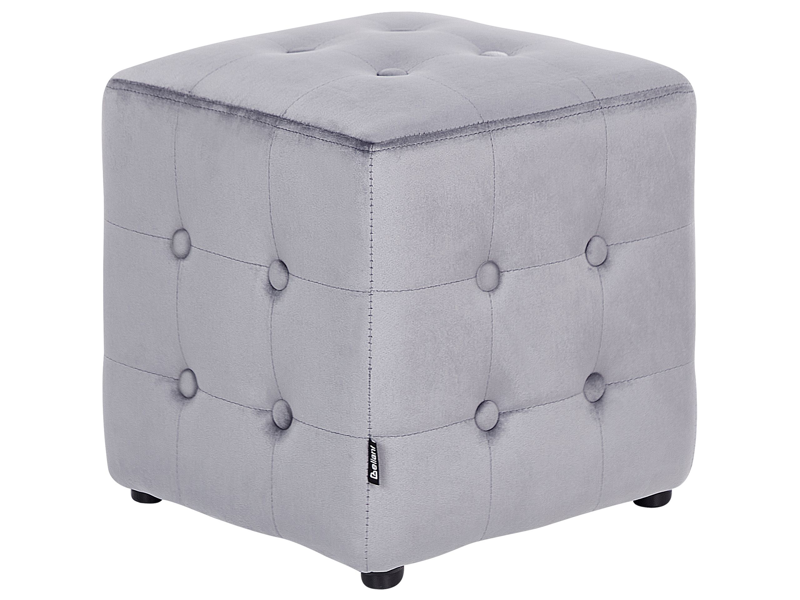 Velvet Pouffe Grey WISCONSIN - Gemini Interiors