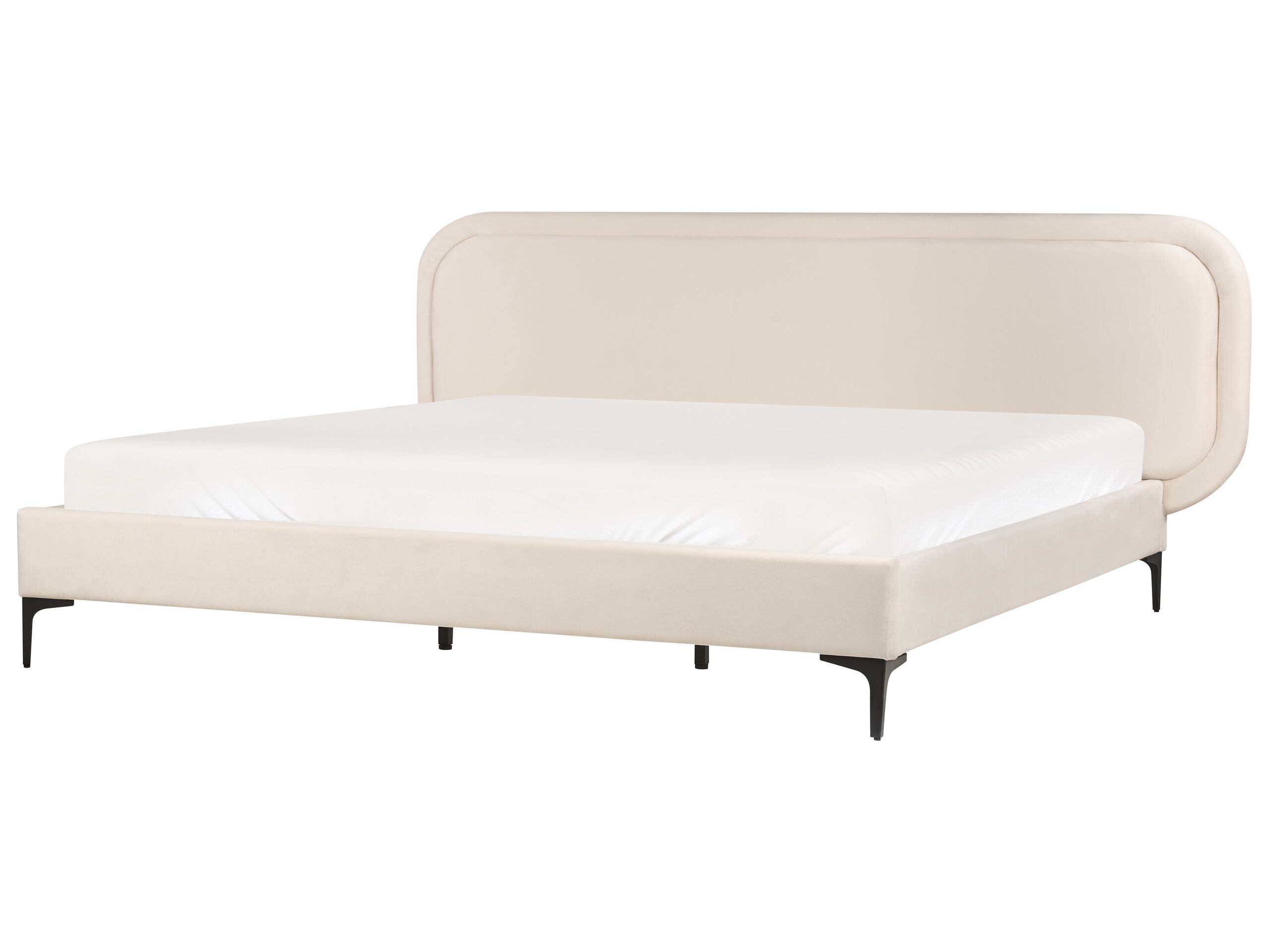 SUZZA Bedframe Velvet 180 x 200cm EU Super Kingsize Bed Light Beige - Gemini Interiors