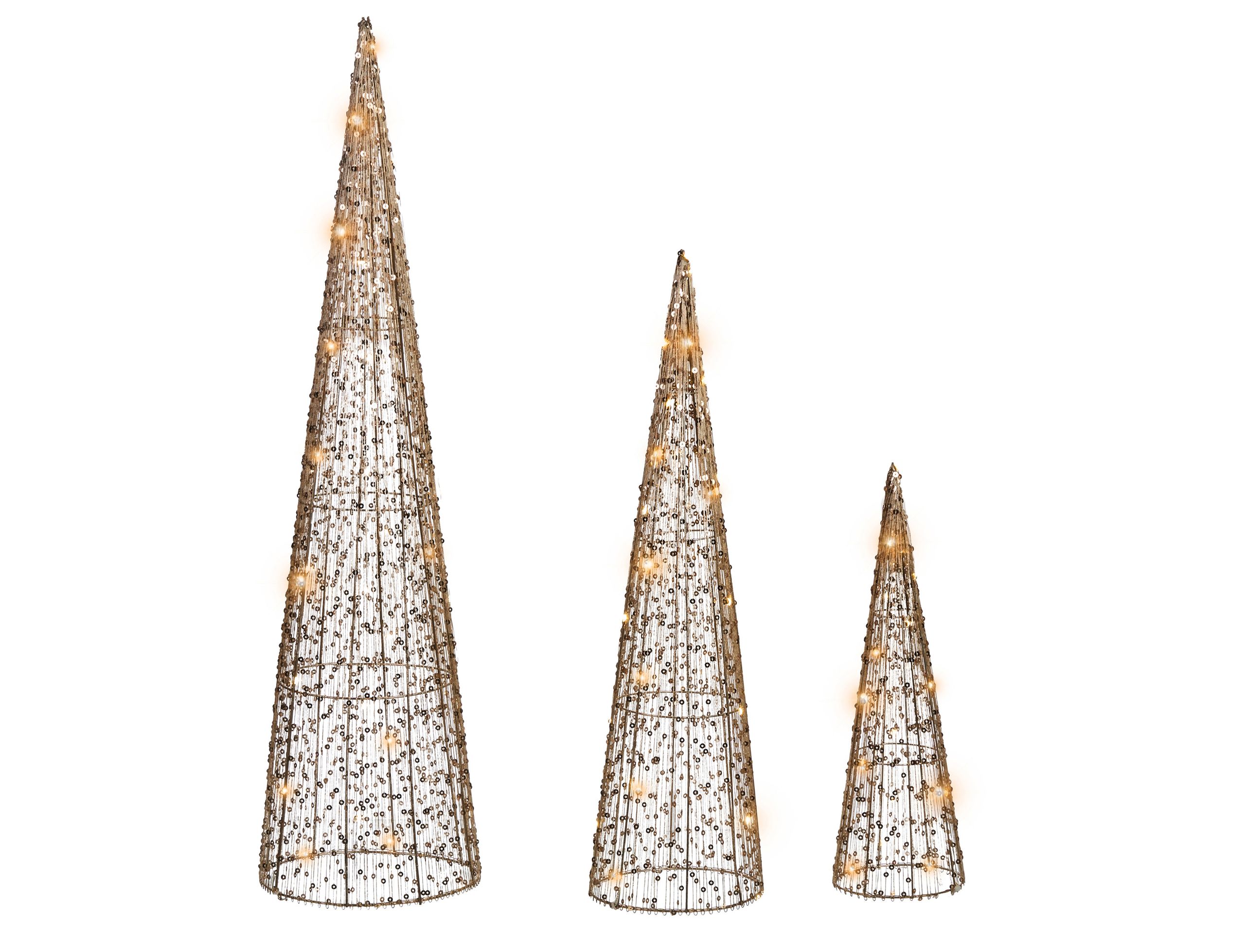 HALTONWELL Set of 3 Christmas Decorations LED - Gold - Gemini Interiors