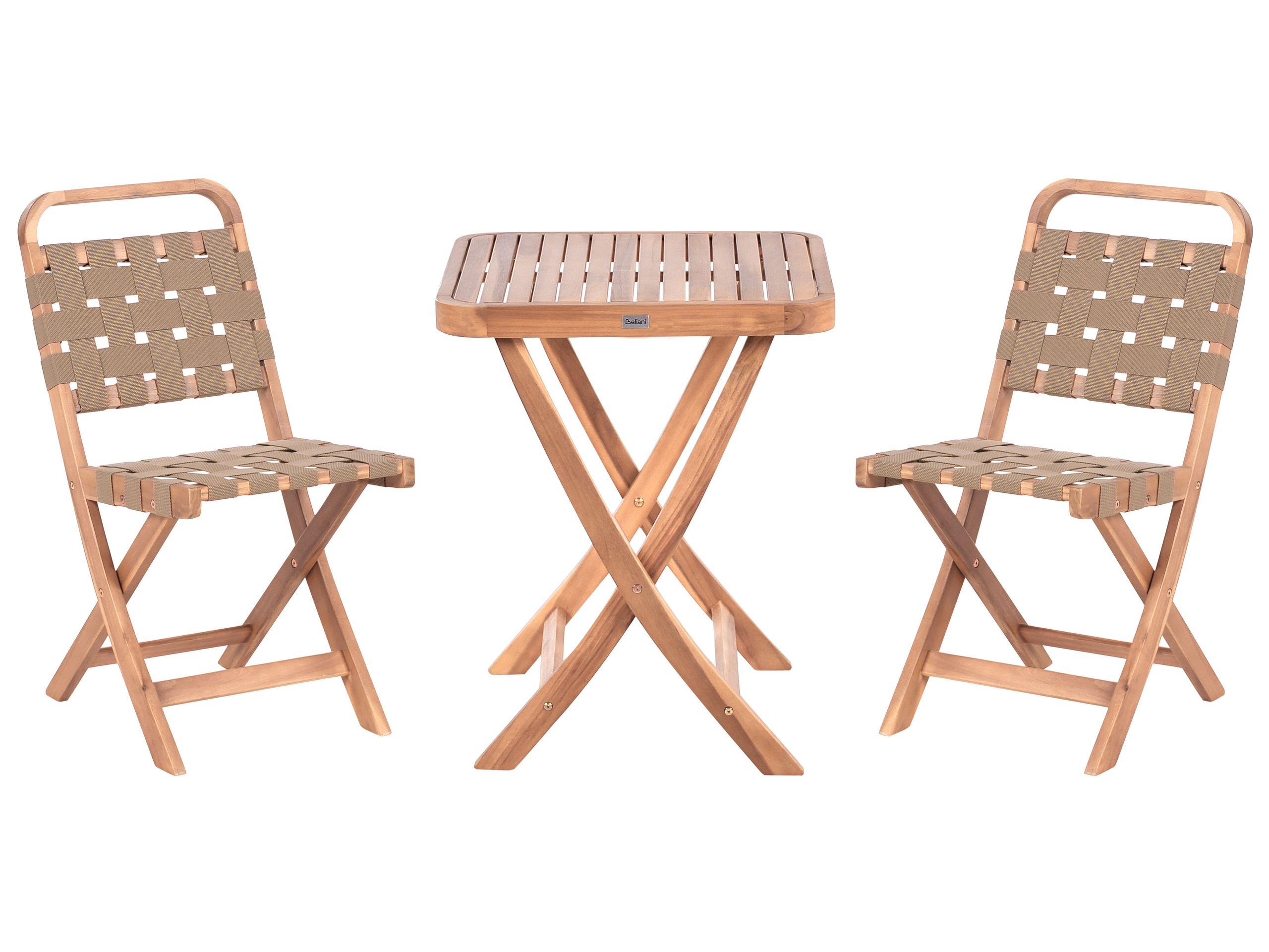 YETFORD Wood Garden Bistro Set Folding - Brown - Gemini Interiors