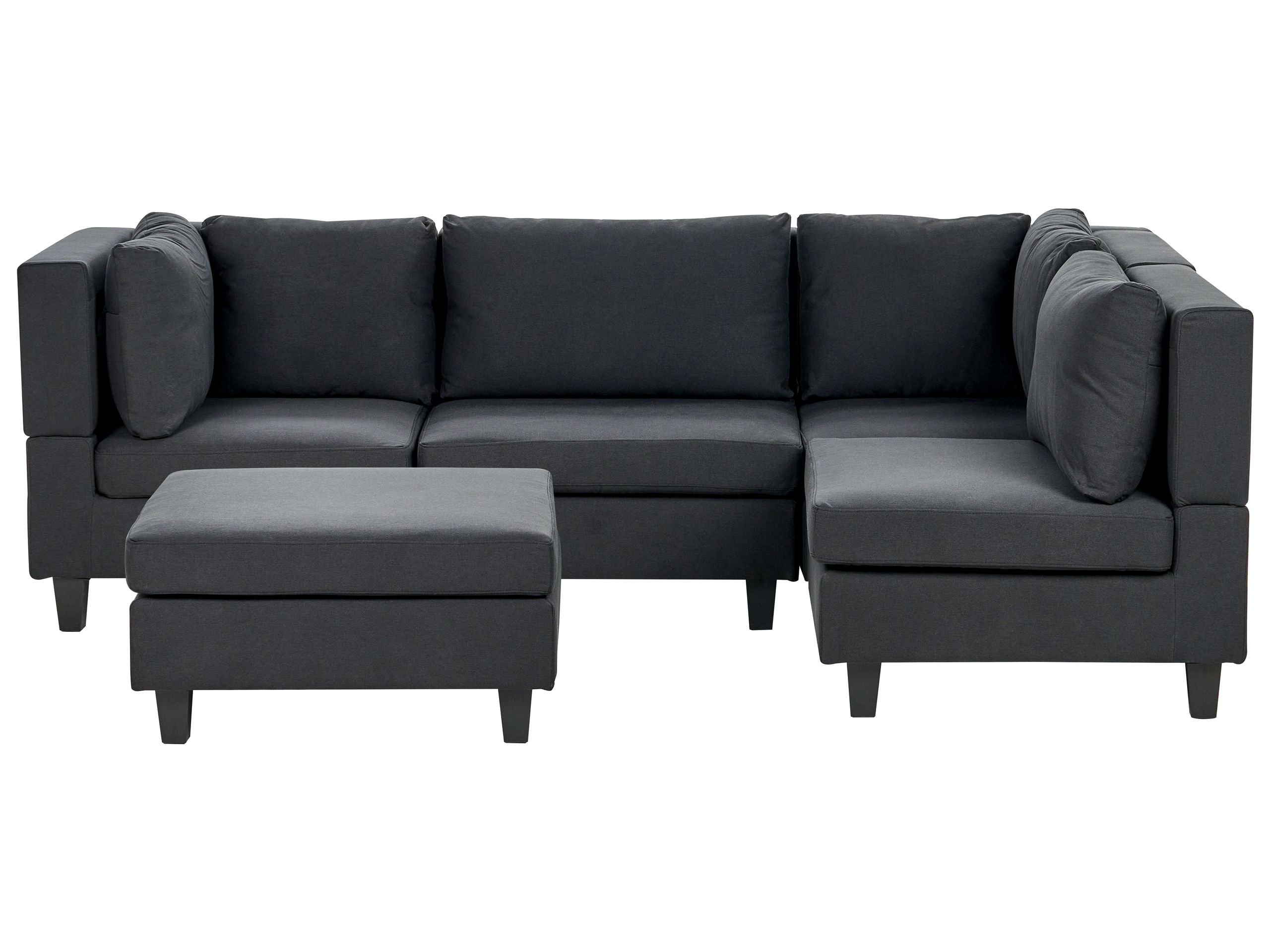 4 Seater Left Hand Modular Fabric Corner Sofa with Ottoman Black UNSTAD - Gemini Interiors