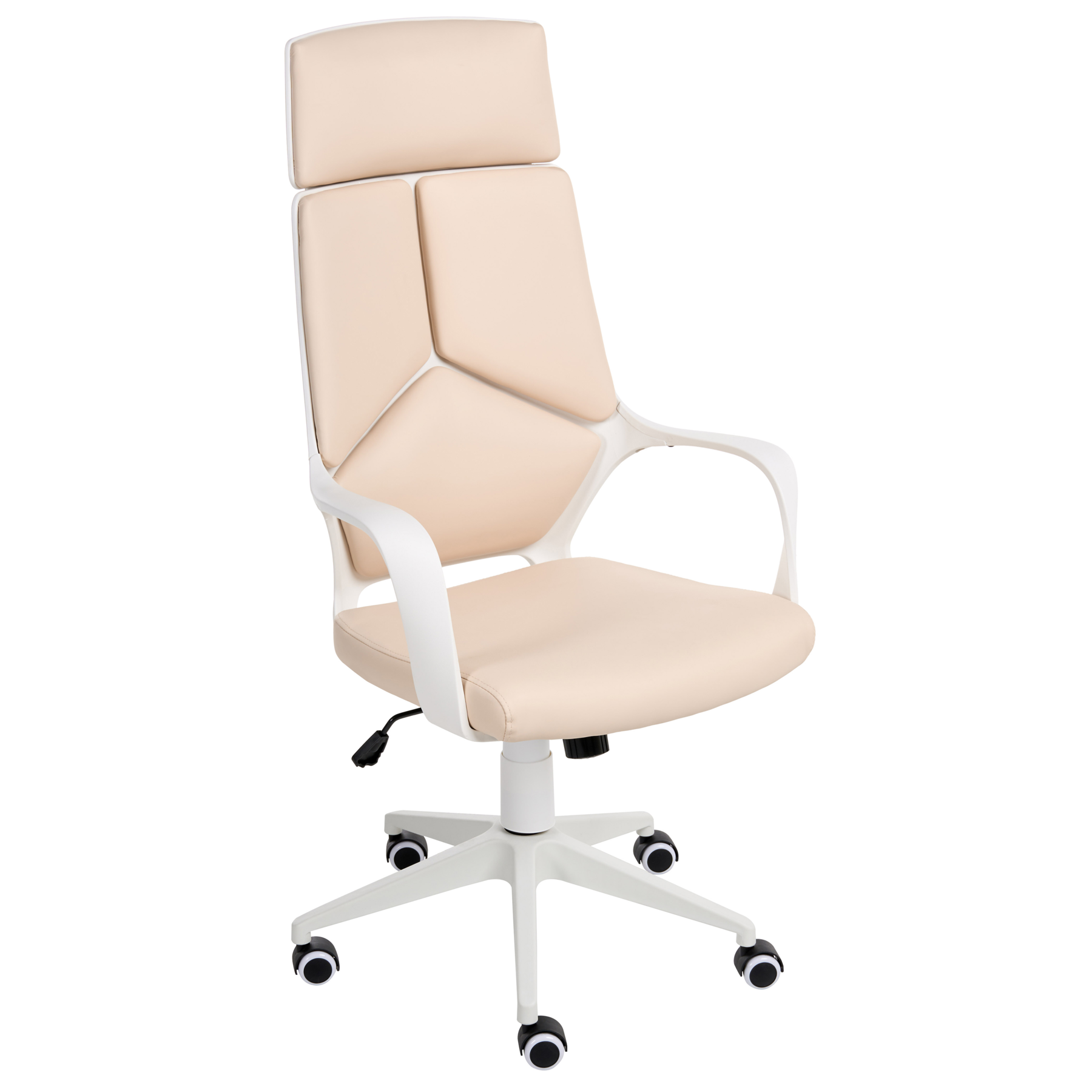 LARKWELL Faux Leather Office Chair - Light Beige - Gemini Interiors