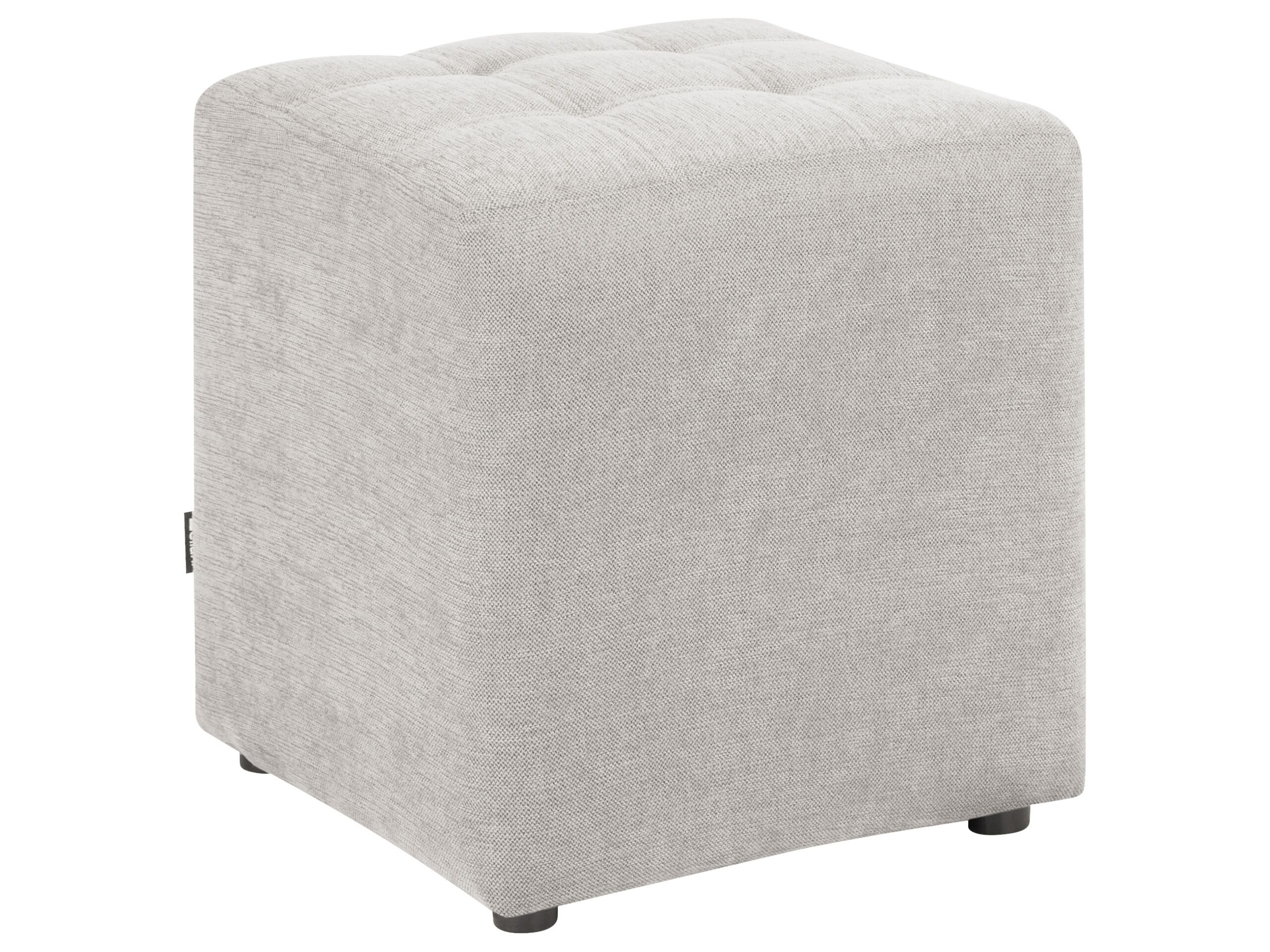 Fabric Footstool Light Grey KANSAS - Gemini Interiors