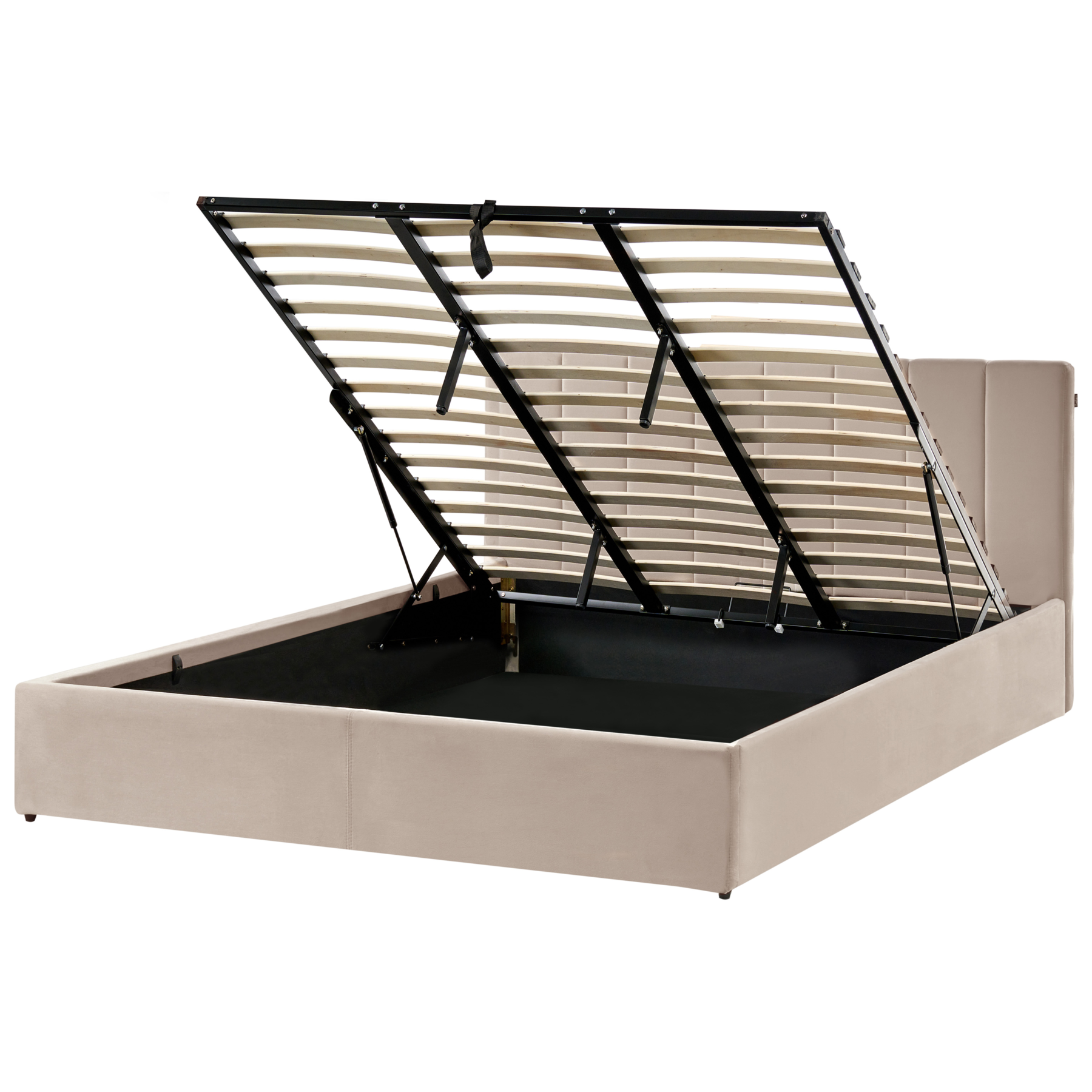SEREN Super Kingsize Velvet Ottoman Storage Bedframe - Taupe - Gemini Interiors