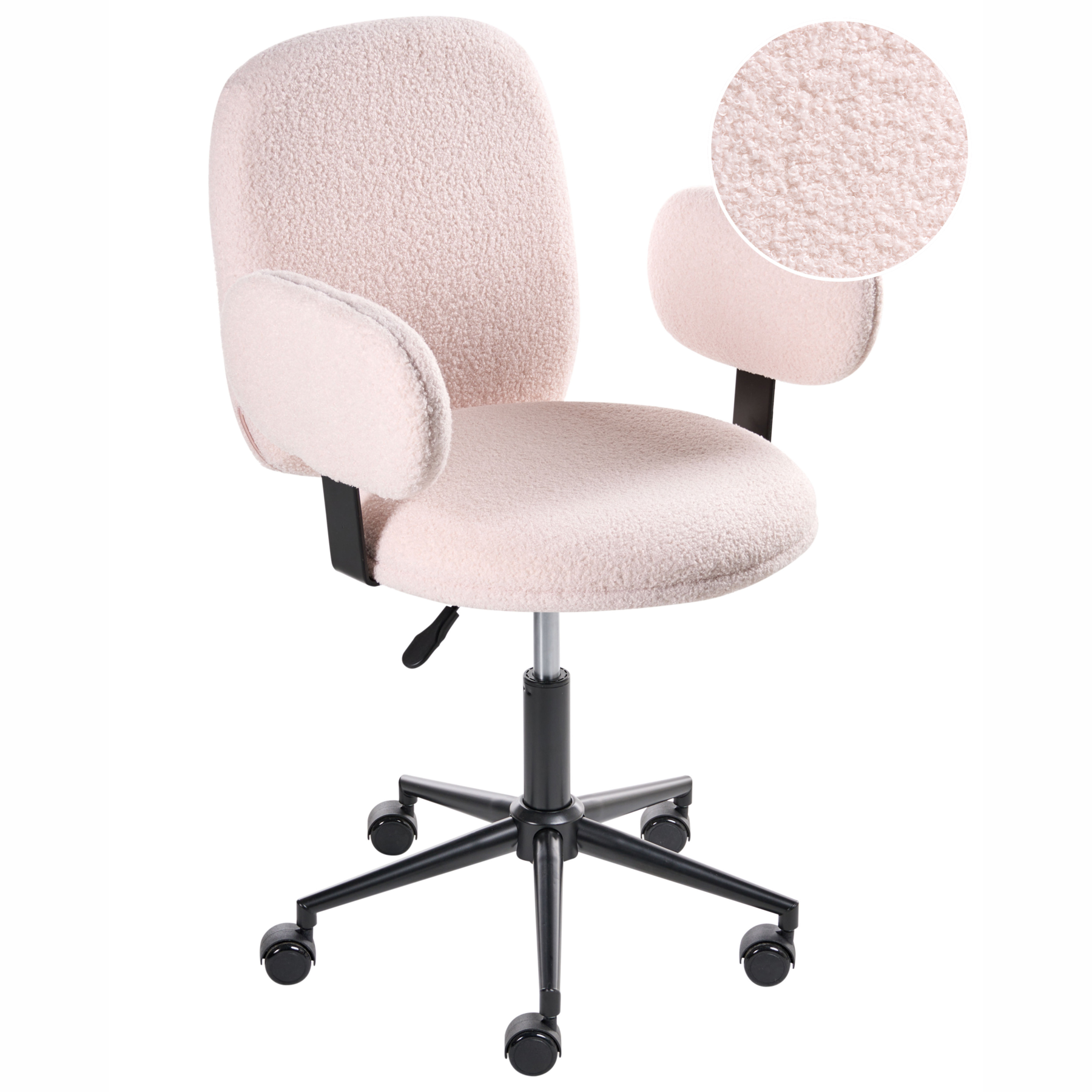 VANDORIN Boucle Office Chair - Pastel Pink - Gemini Interiors