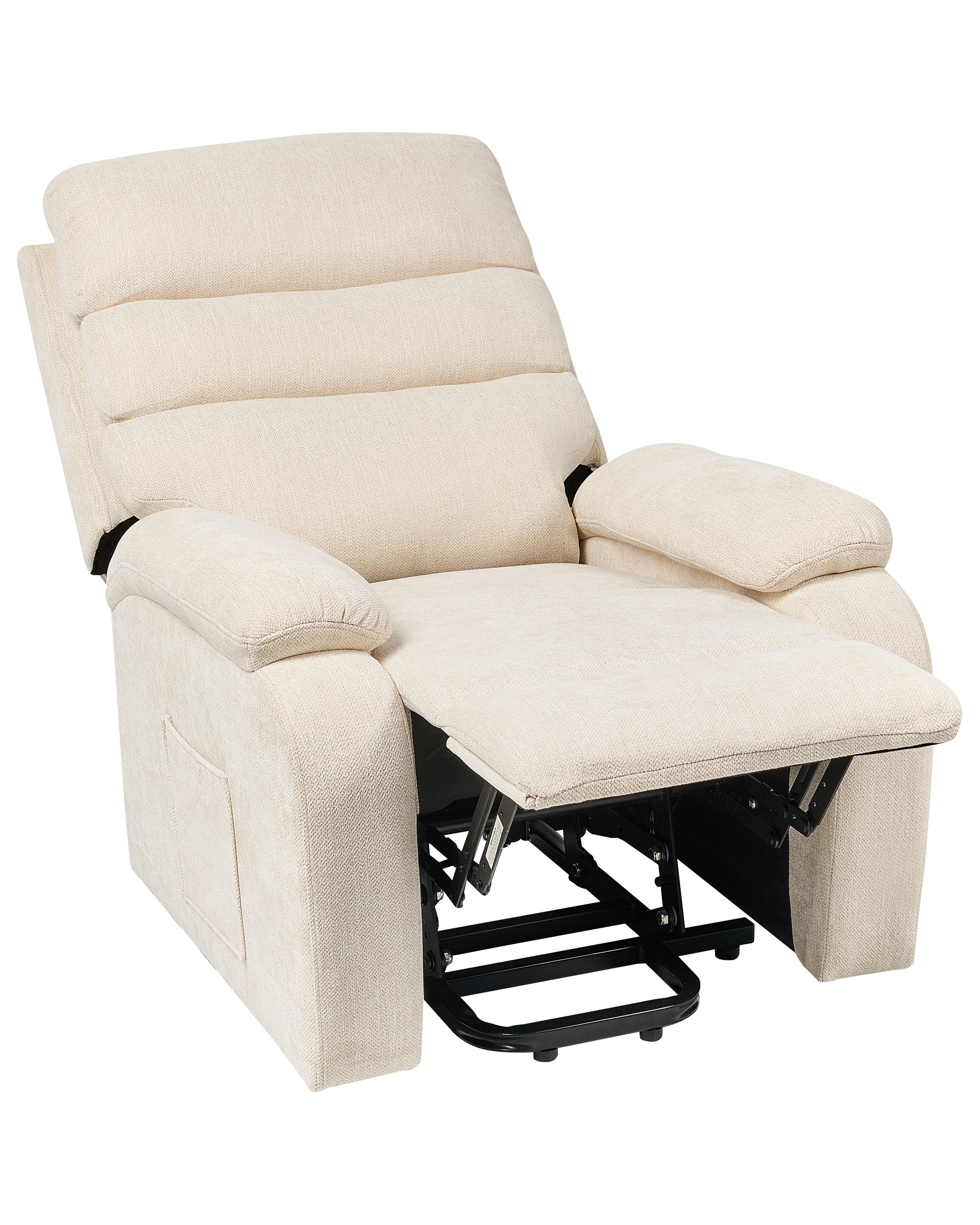 Electric Recliner Chair RISE Fabric Light Beige - Gemini Interiors