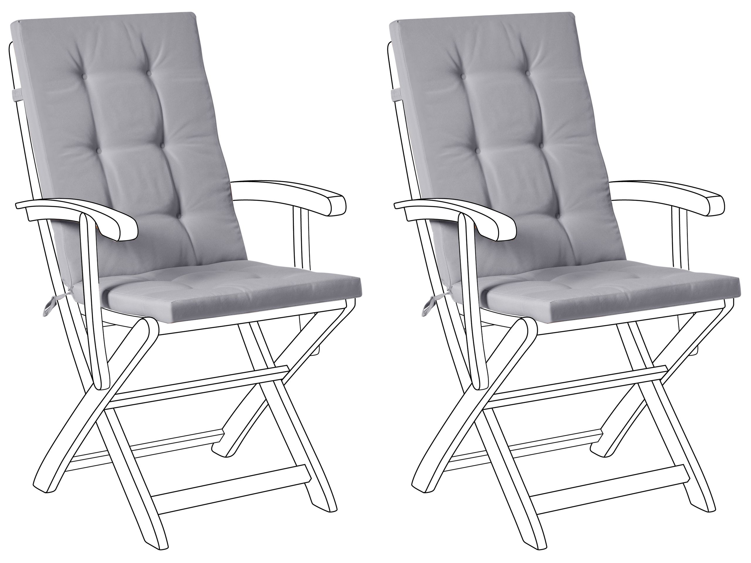 APLOR Set of 2 Garden Back Seat Cushions - Light Grey - Gemini Interiors