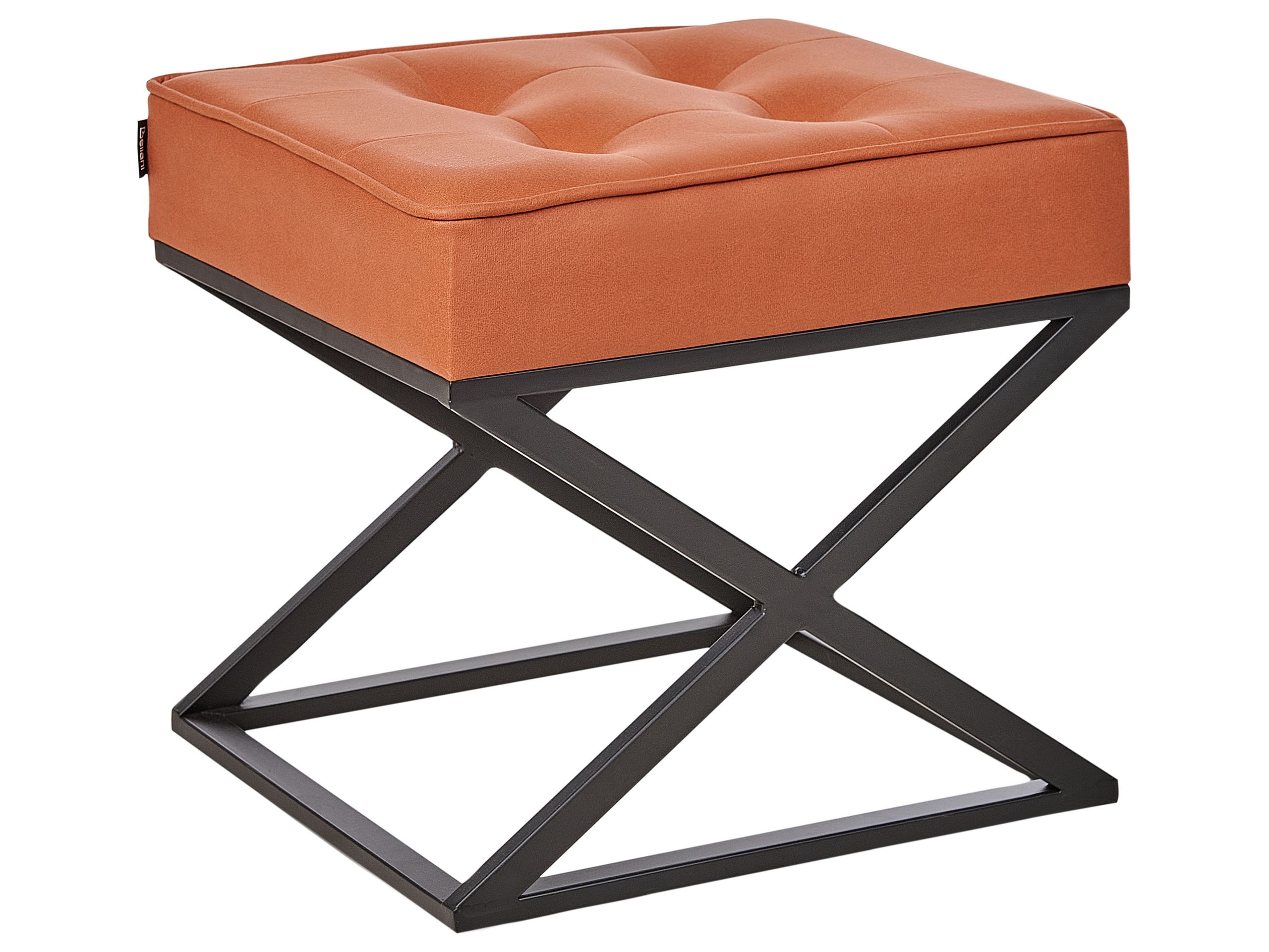 Faux Leather Footstool Orange MURDO - Gemini Interiors